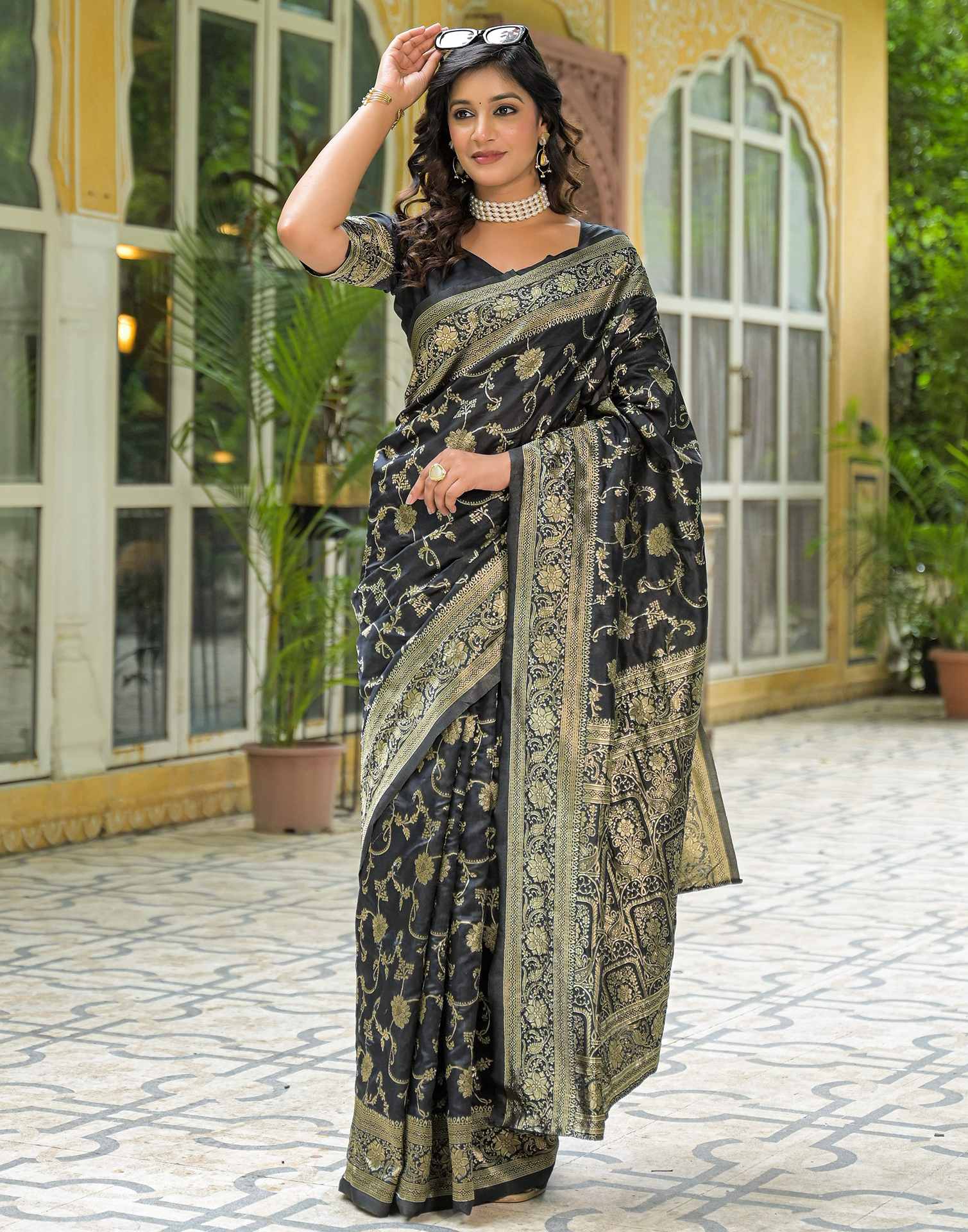 Black Silk Woven Banarasi Saree