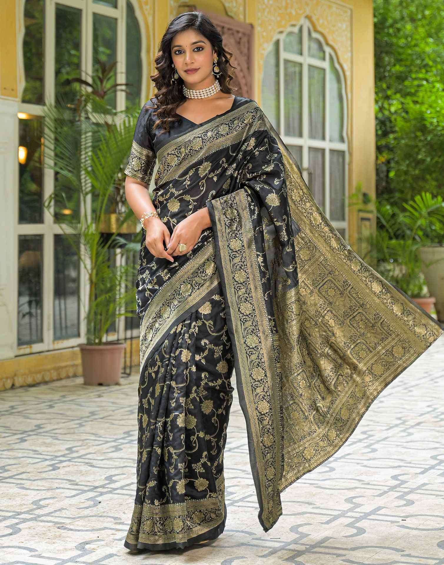 Black Silk Woven Banarasi Saree