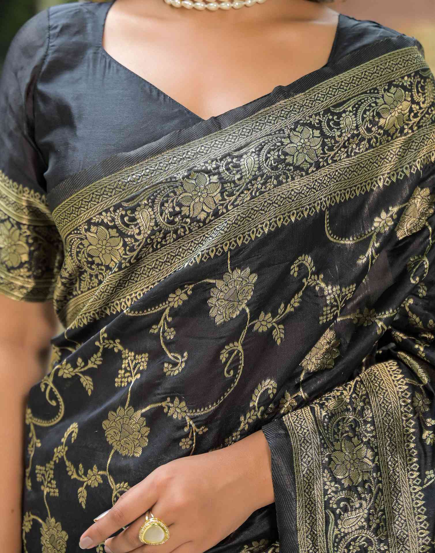 Black Silk Woven Banarasi Saree
