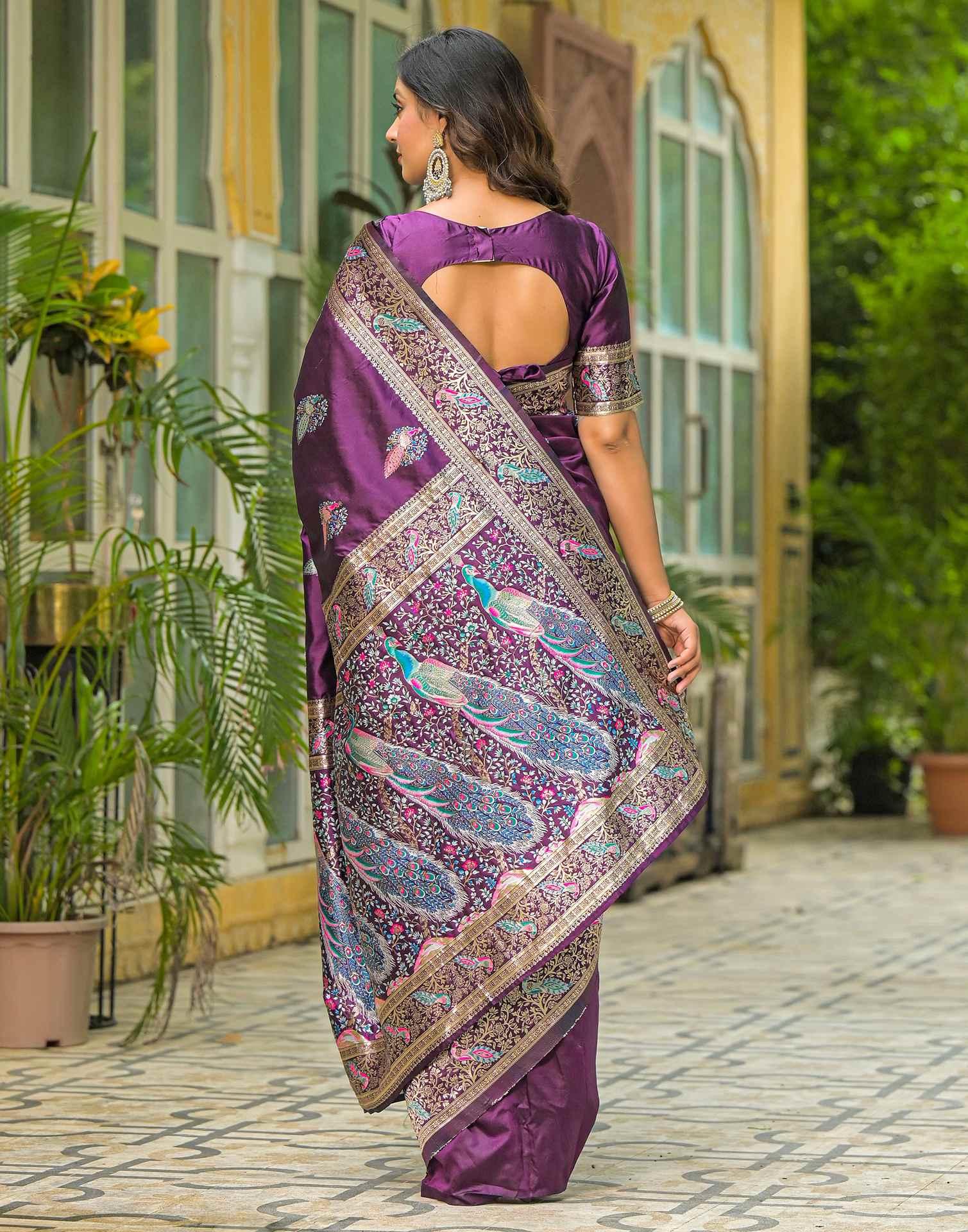 Dark Purple Silk Woven Saree