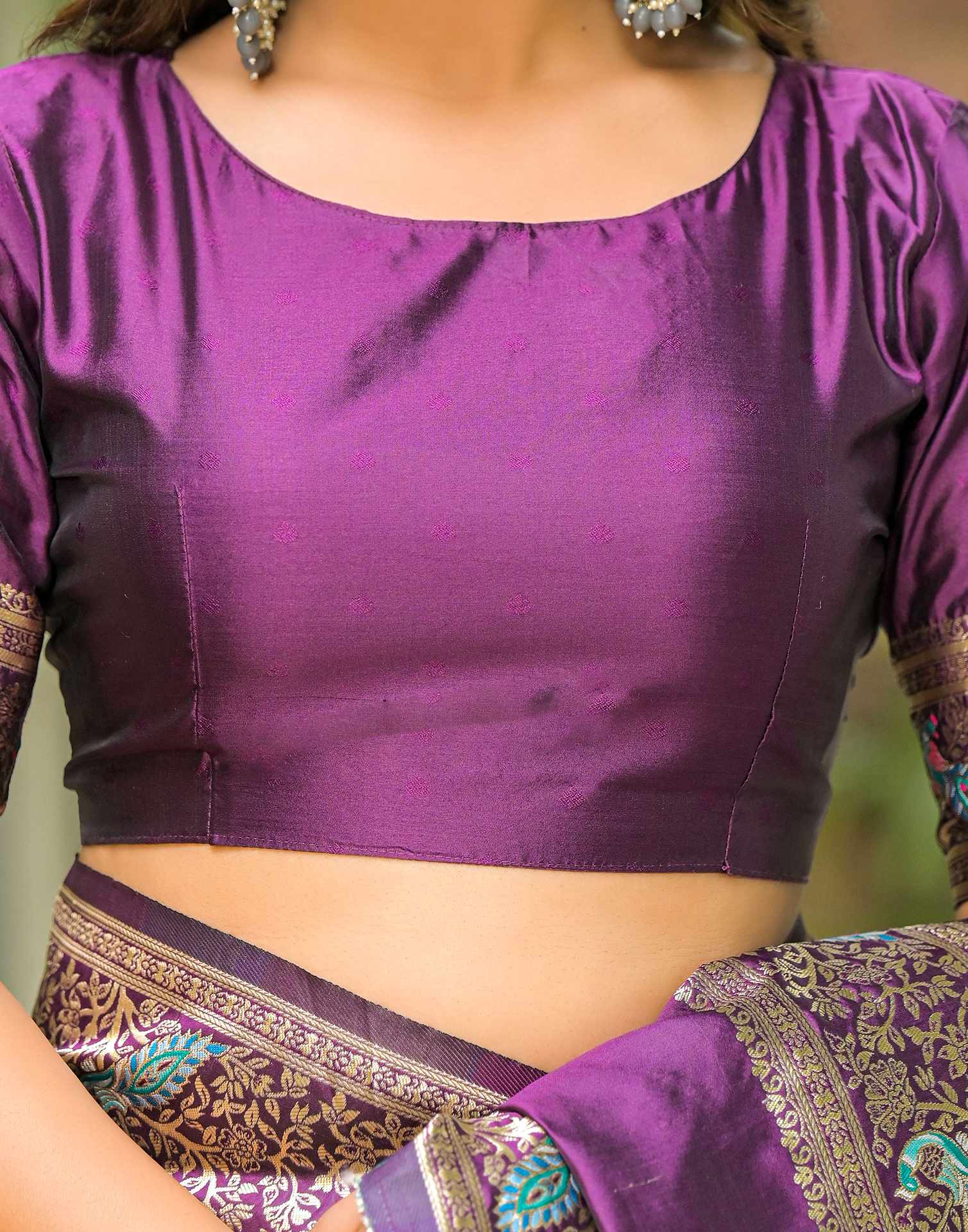 Dark Purple Silk Woven Saree