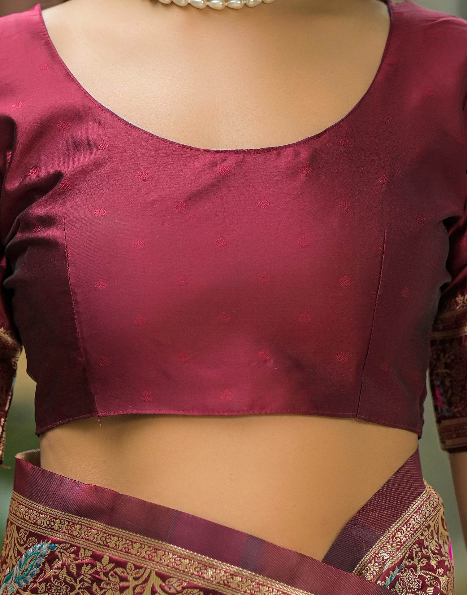 Maroon Silk Woven Saree