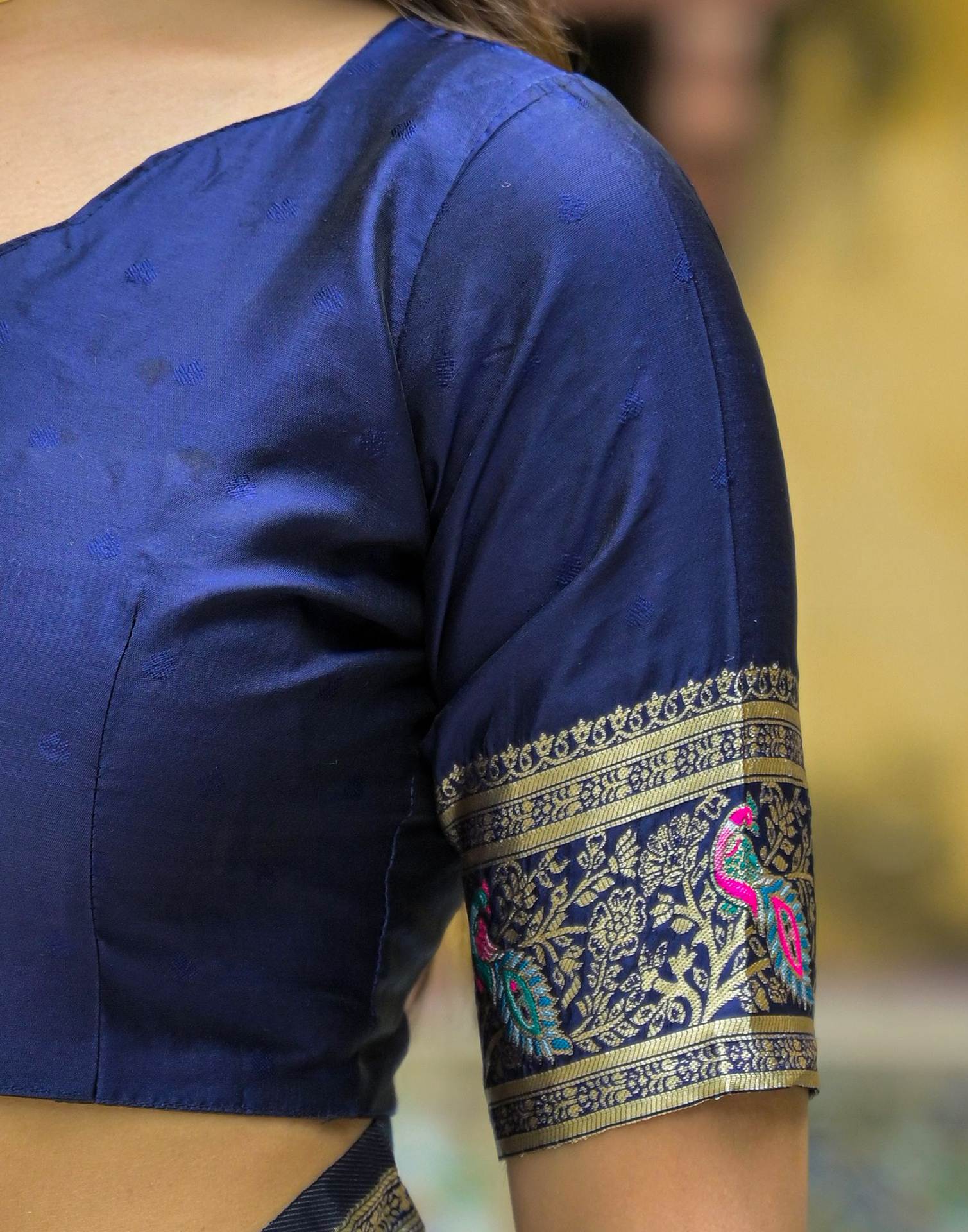 Navy Blue Silk Woven Saree