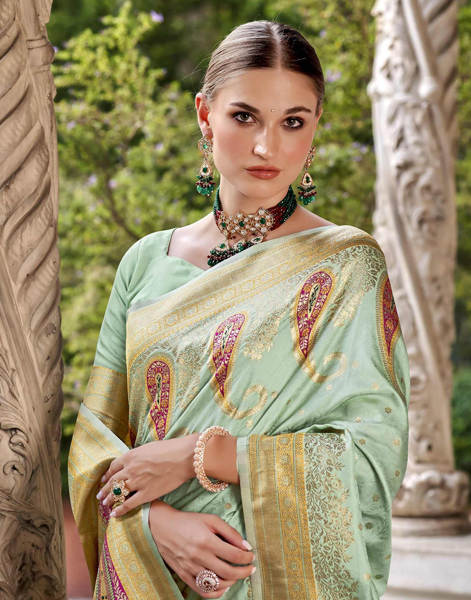 Mint Green Silk Woven Saree