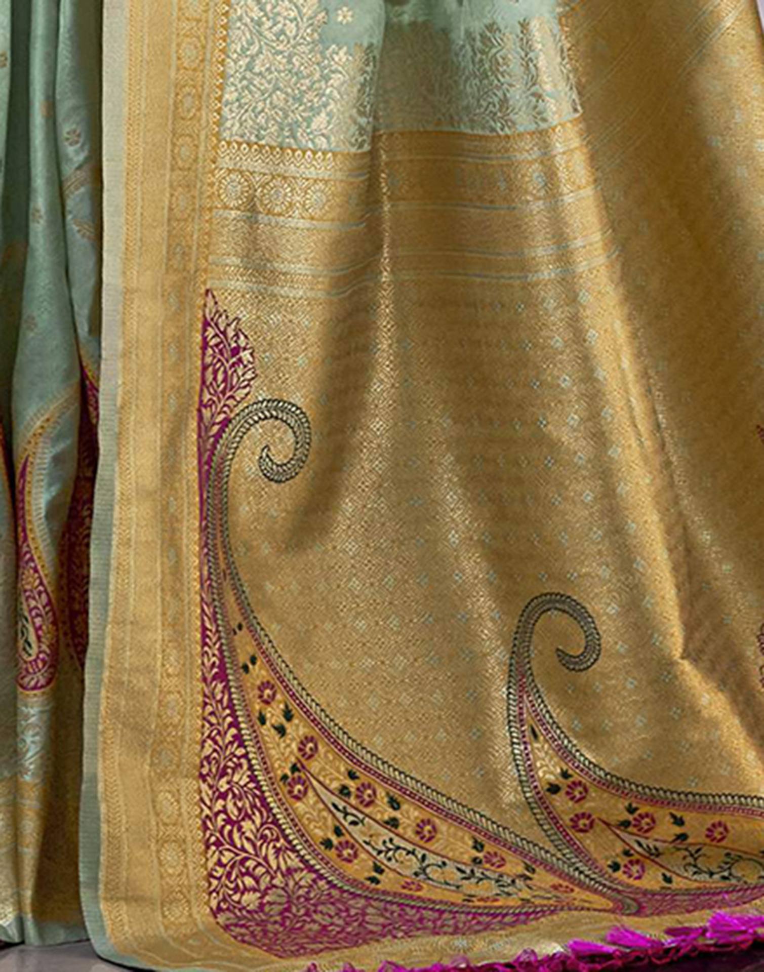 Mint Green Silk Woven Saree