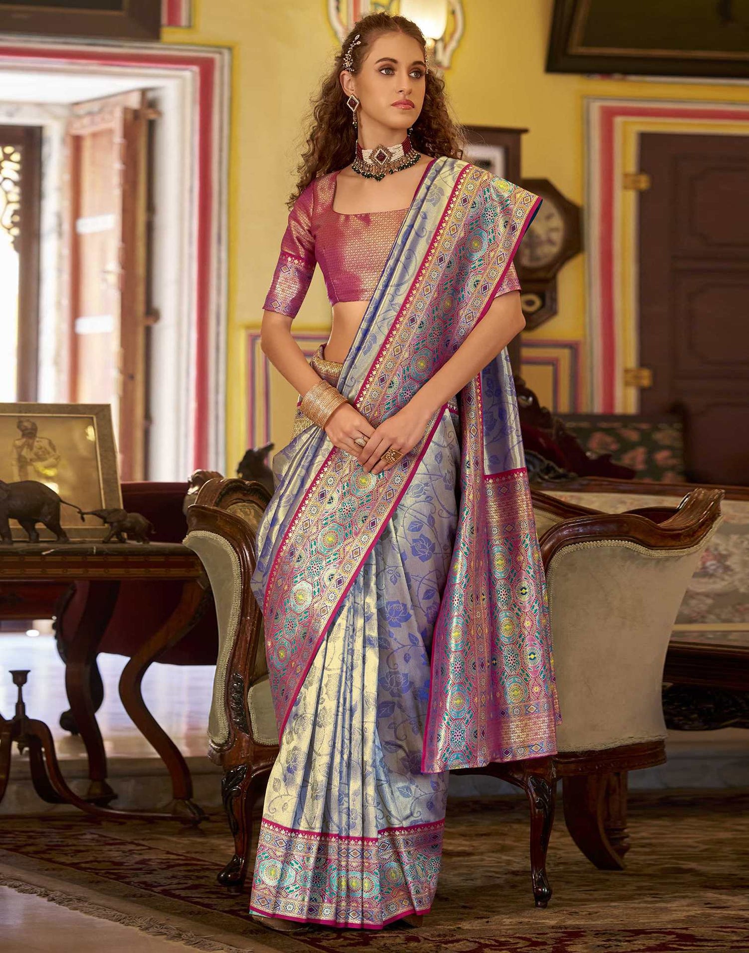 Blue Tissue Silk Woven Banarasi Saree