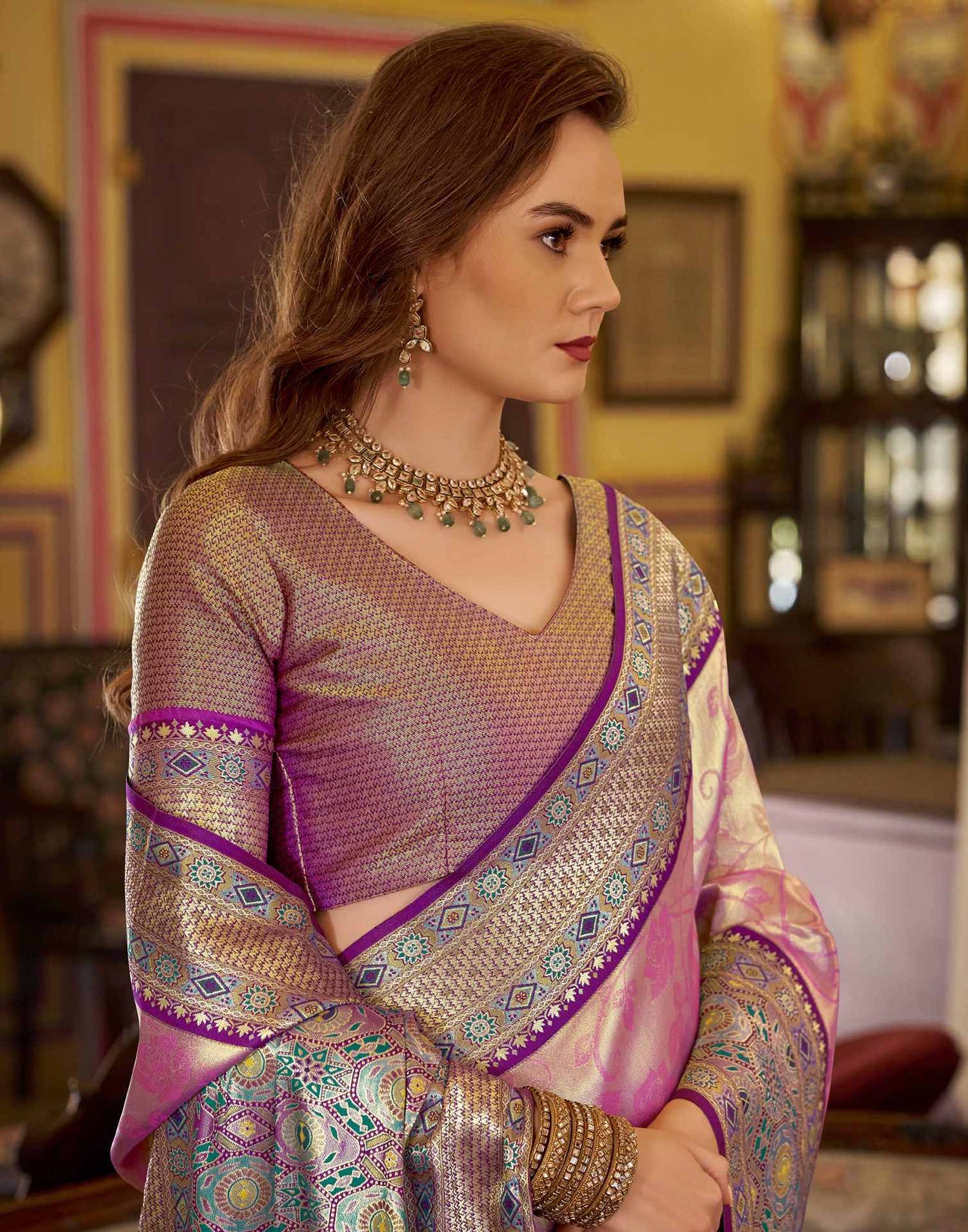 Pink Tissue Silk Woven Banarasi Saree