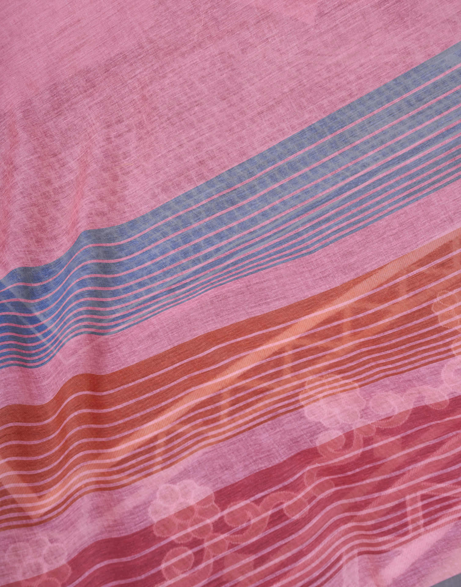 Ready To Wear Pink Chanderi Printed Saree With Pocket