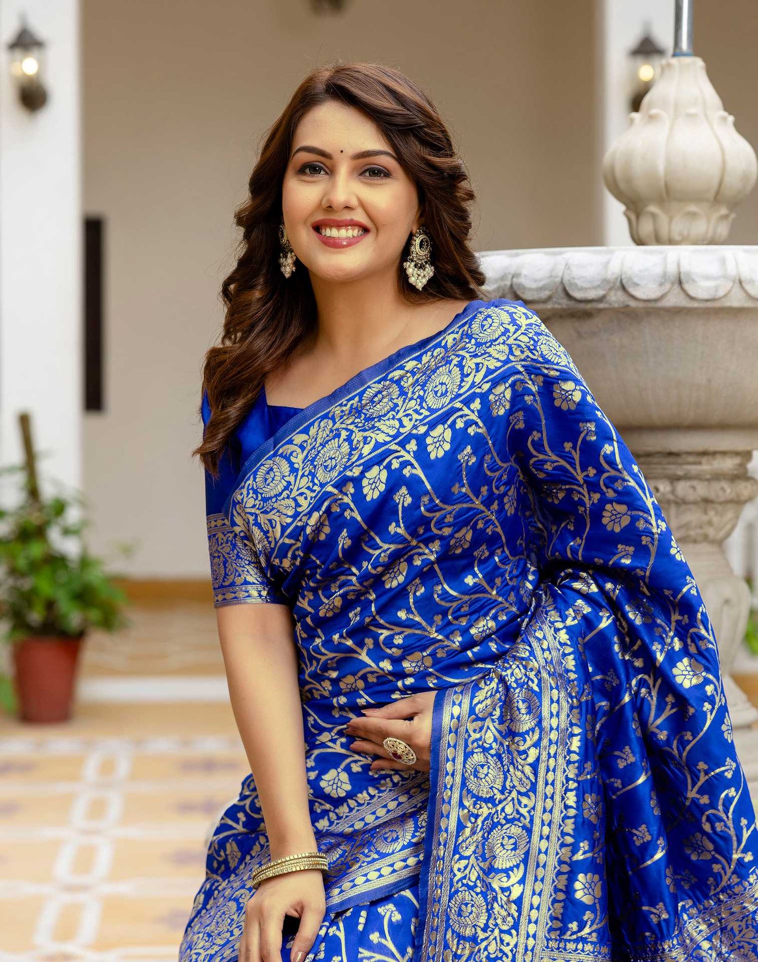 Blue Silk Woven Banarasi Saree