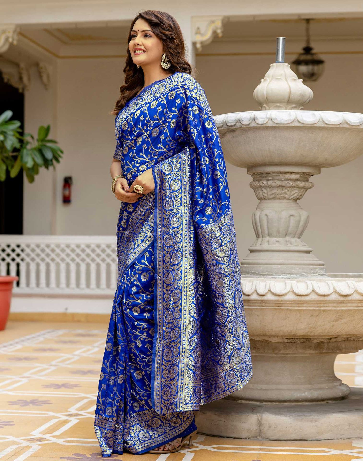 Blue Silk Woven Banarasi Saree