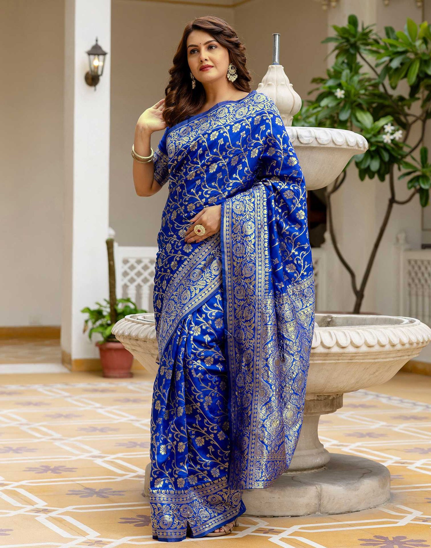Blue Silk Woven Banarasi Saree