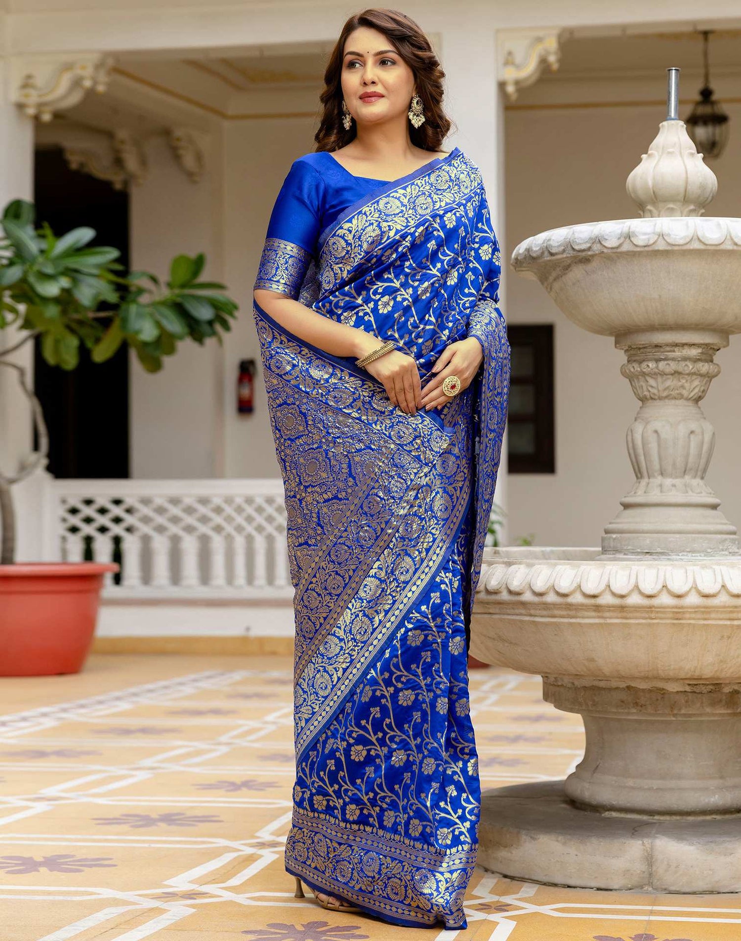 Blue Silk Woven Banarasi Saree
