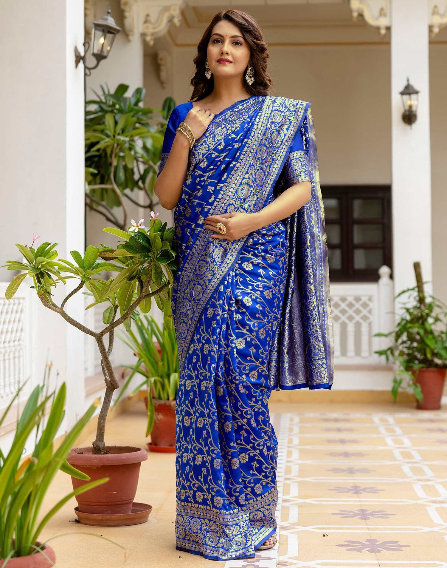 Blue Silk Woven Banarasi Saree