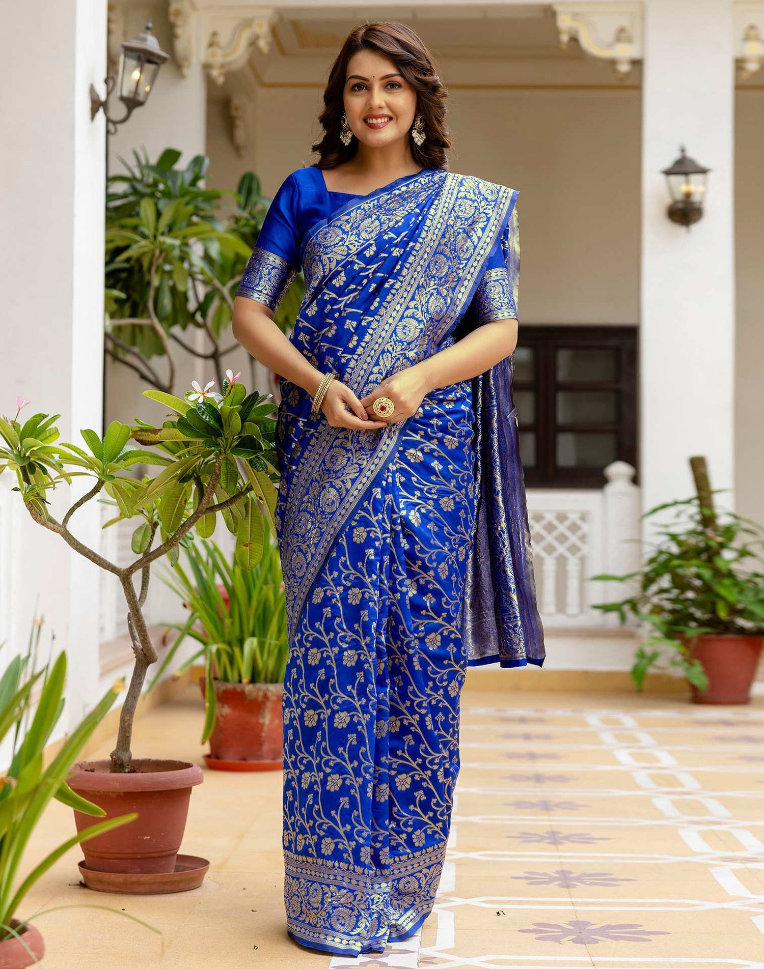 Blue Silk Woven Banarasi Saree