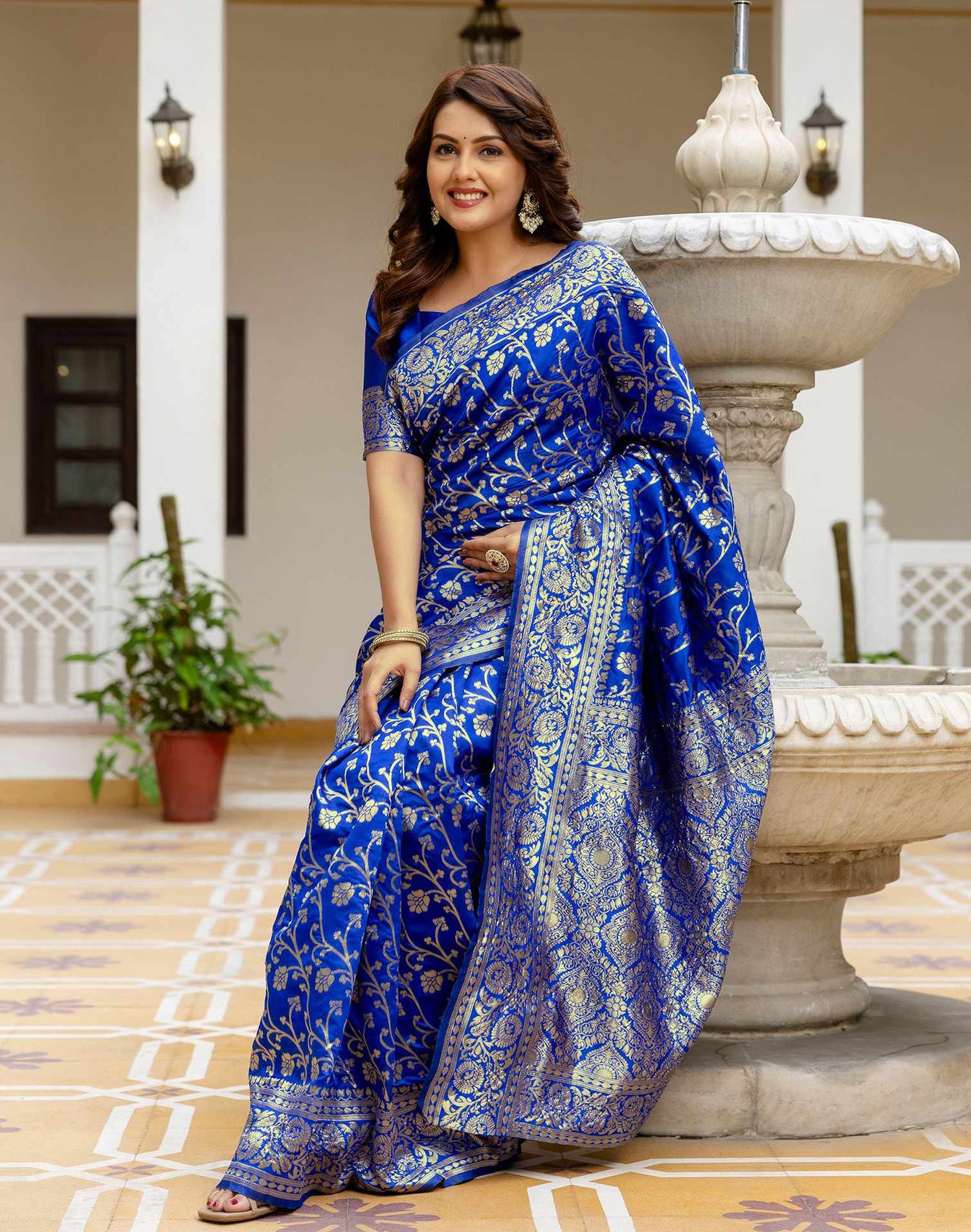 Blue Silk Woven Banarasi Saree