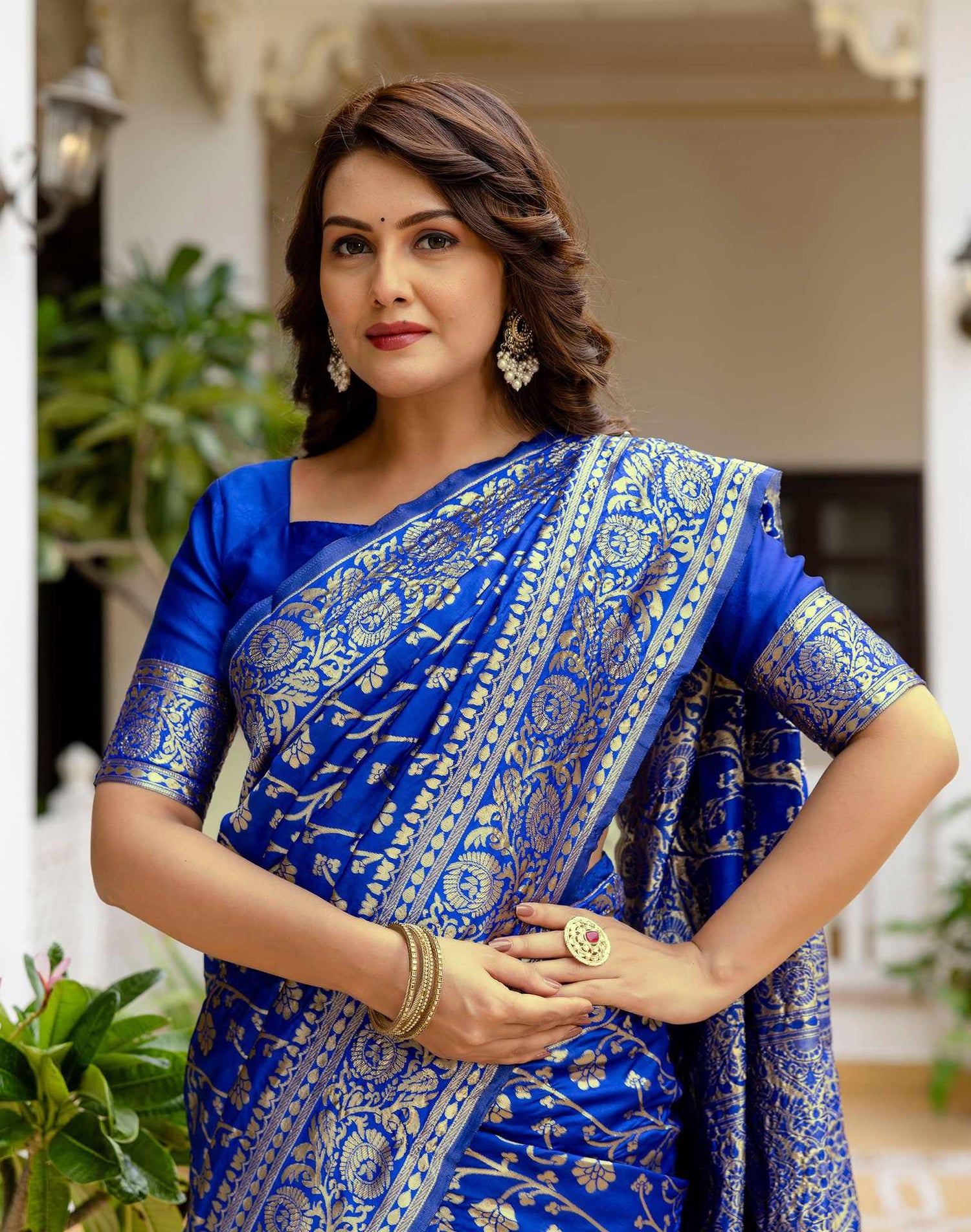 Blue Silk Woven Banarasi Saree