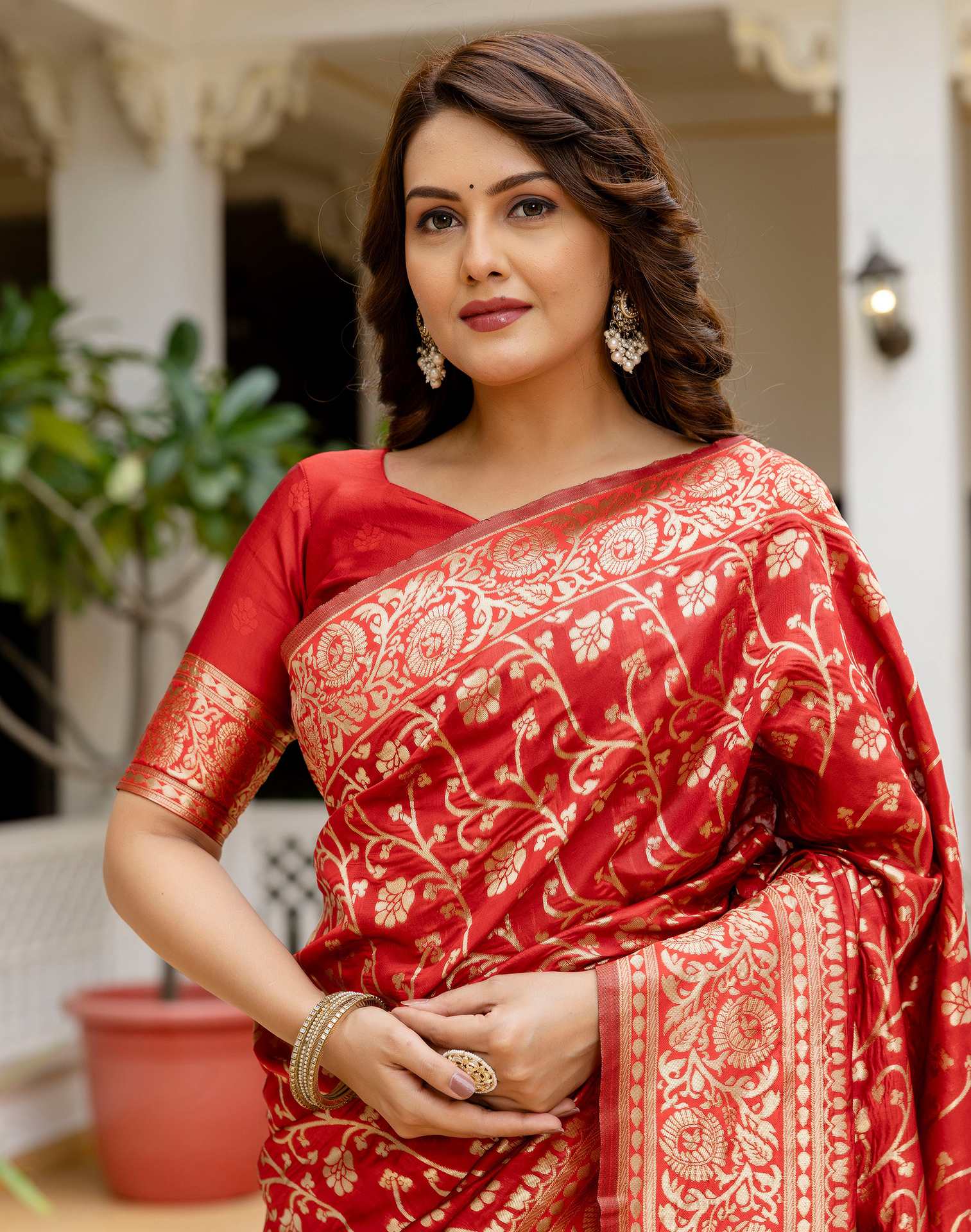 Red Silk Woven Banarasi Saree