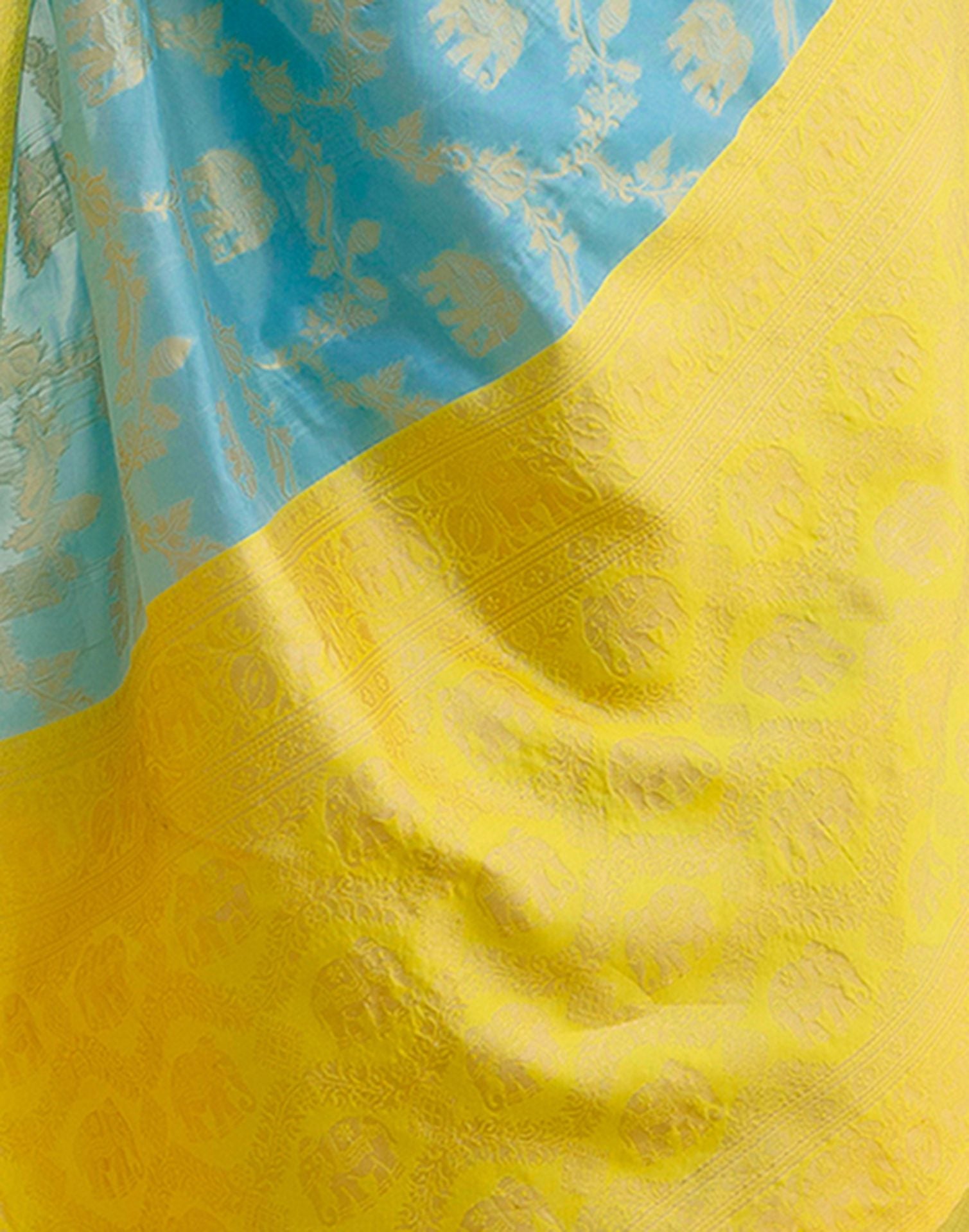 Sky Blue Silk Woven Banarasi Saree