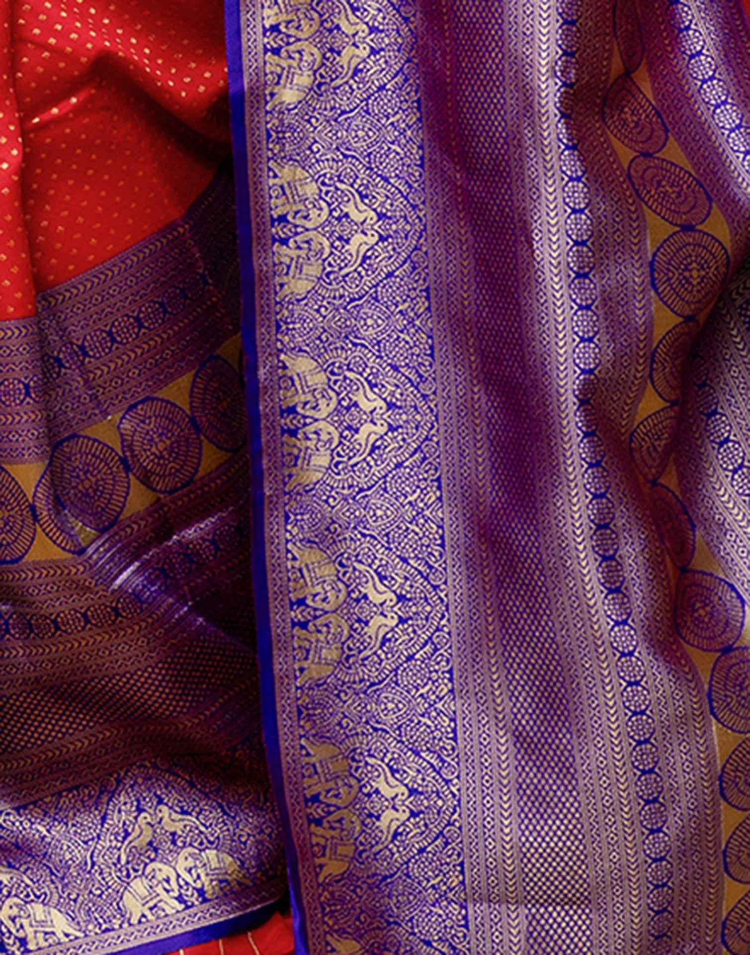 Red Silk Woven Kanjivaram Saree