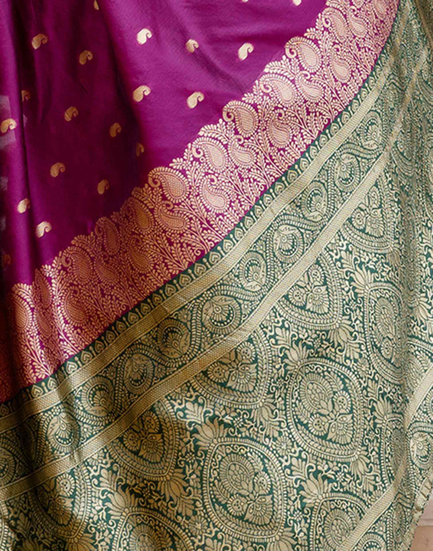 Dark Purple Silk Woven Banarasi Saree