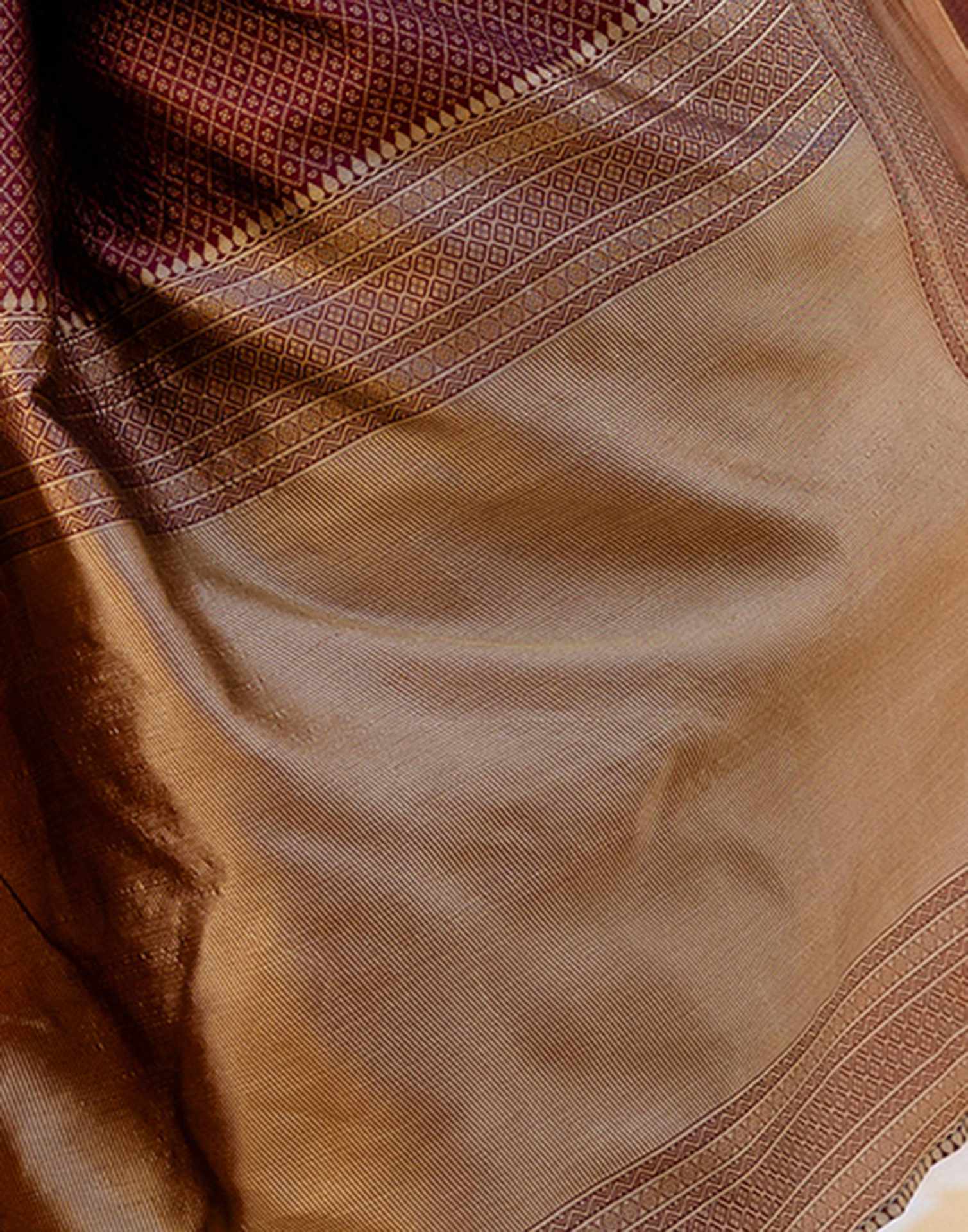 Maroon Silk Woven Kanjivaram Saree