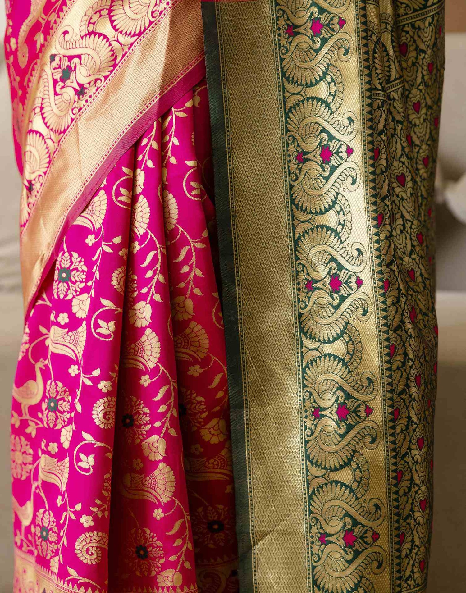 Bright Green Silk Woven Banarasi Saree