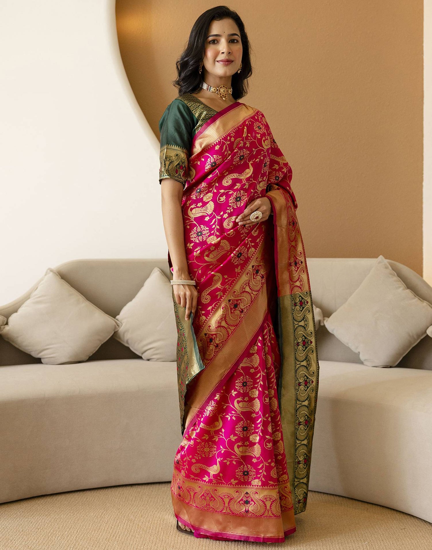 Bright Green Silk Woven Banarasi Saree