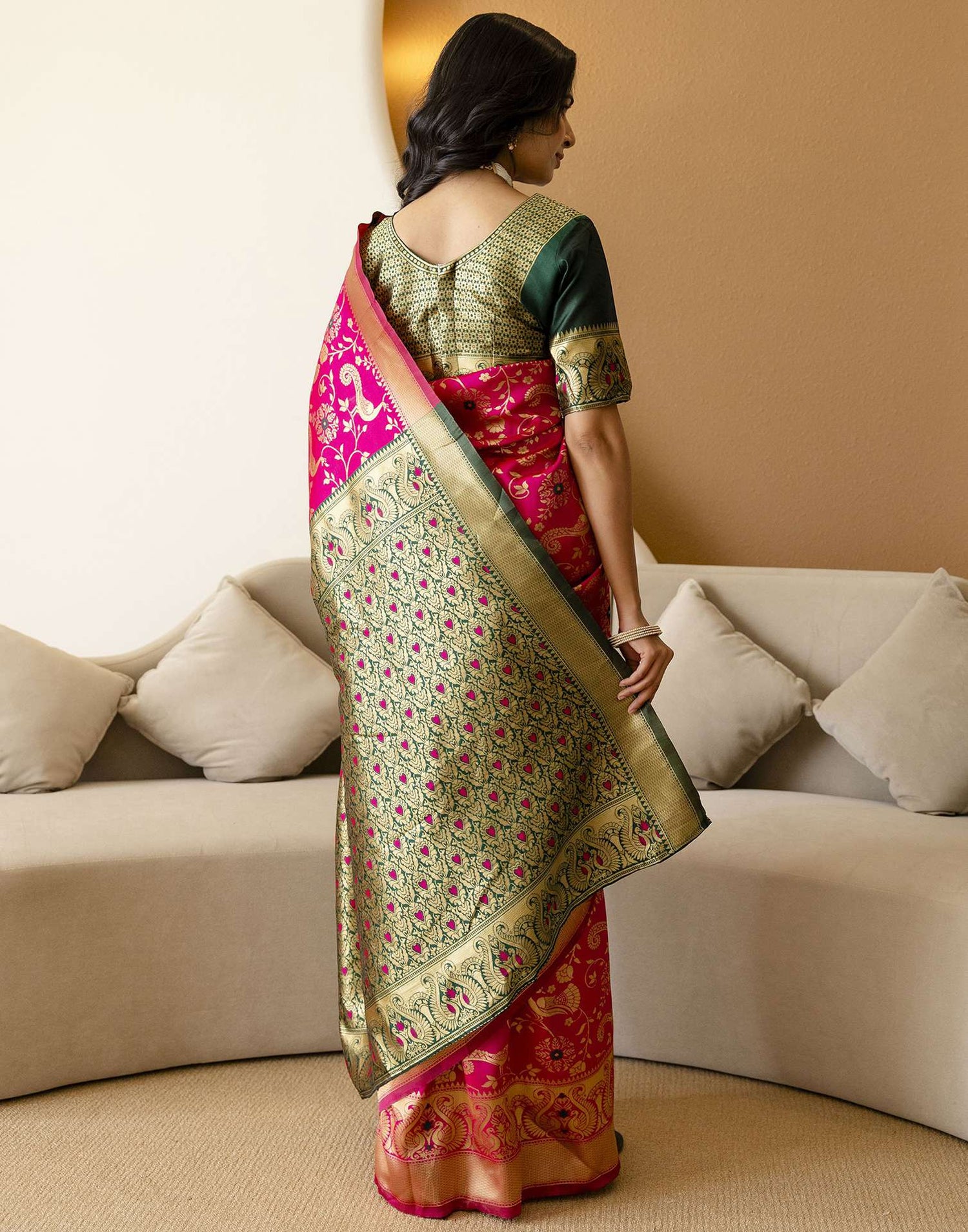 Bright Green Silk Woven Banarasi Saree