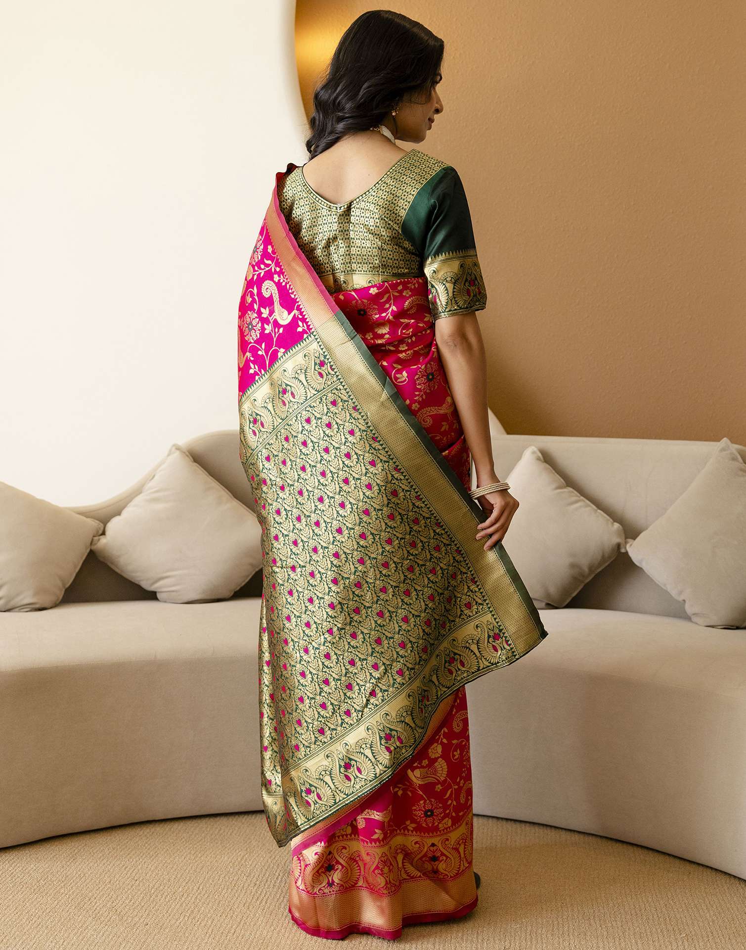 Bright Green Silk Woven Banarasi Saree