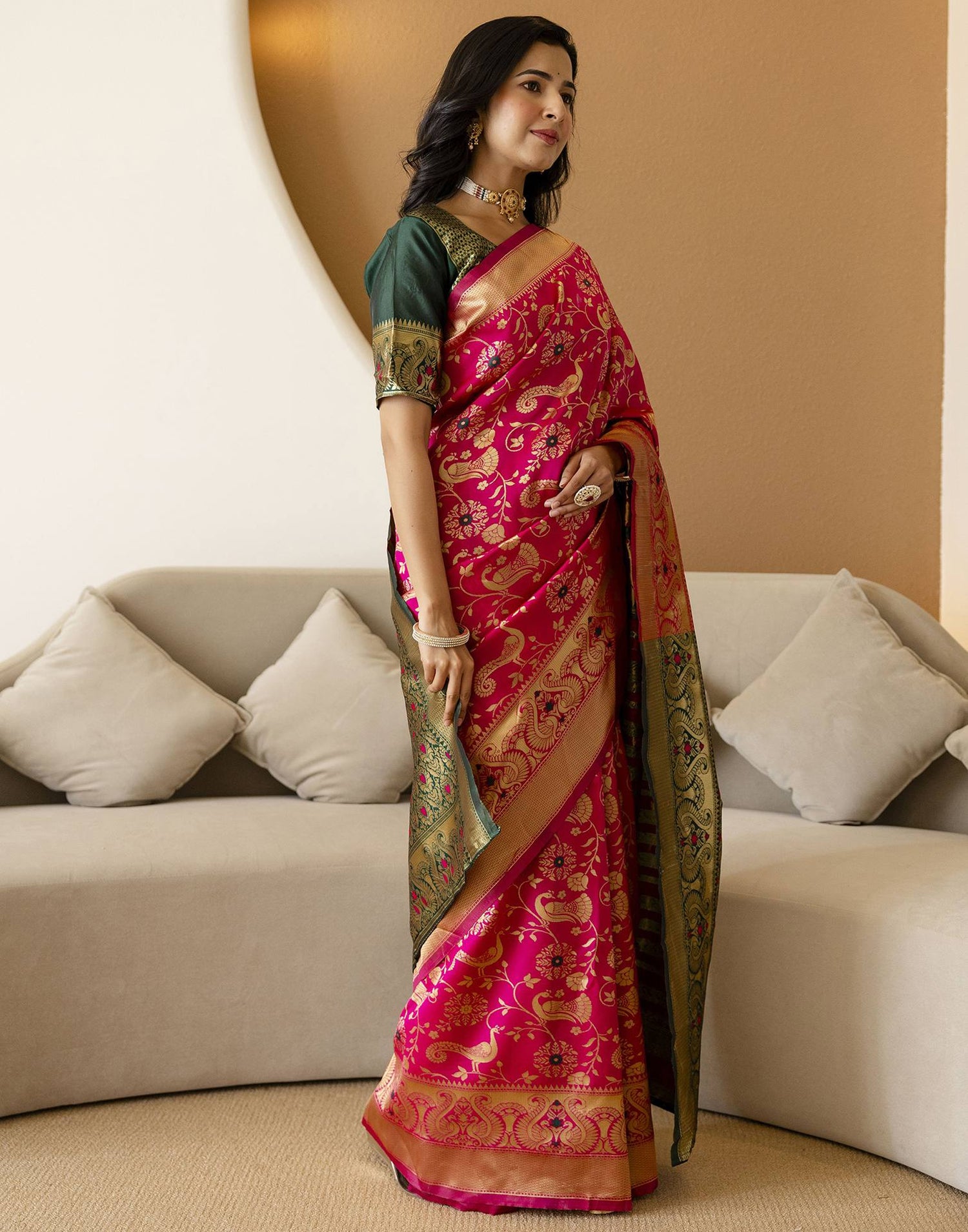 Bright Green Silk Woven Banarasi Saree