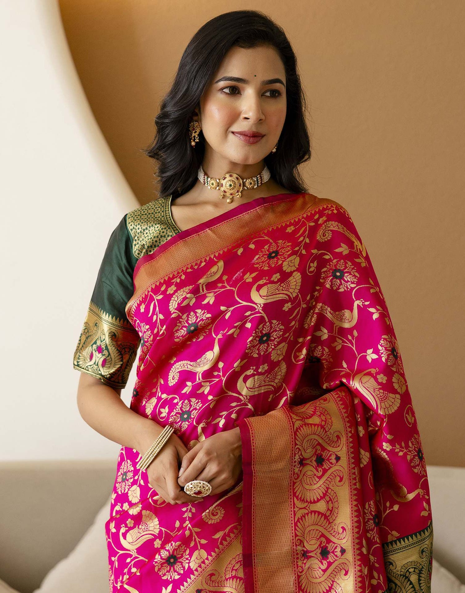 Bright Green Silk Woven Banarasi Saree