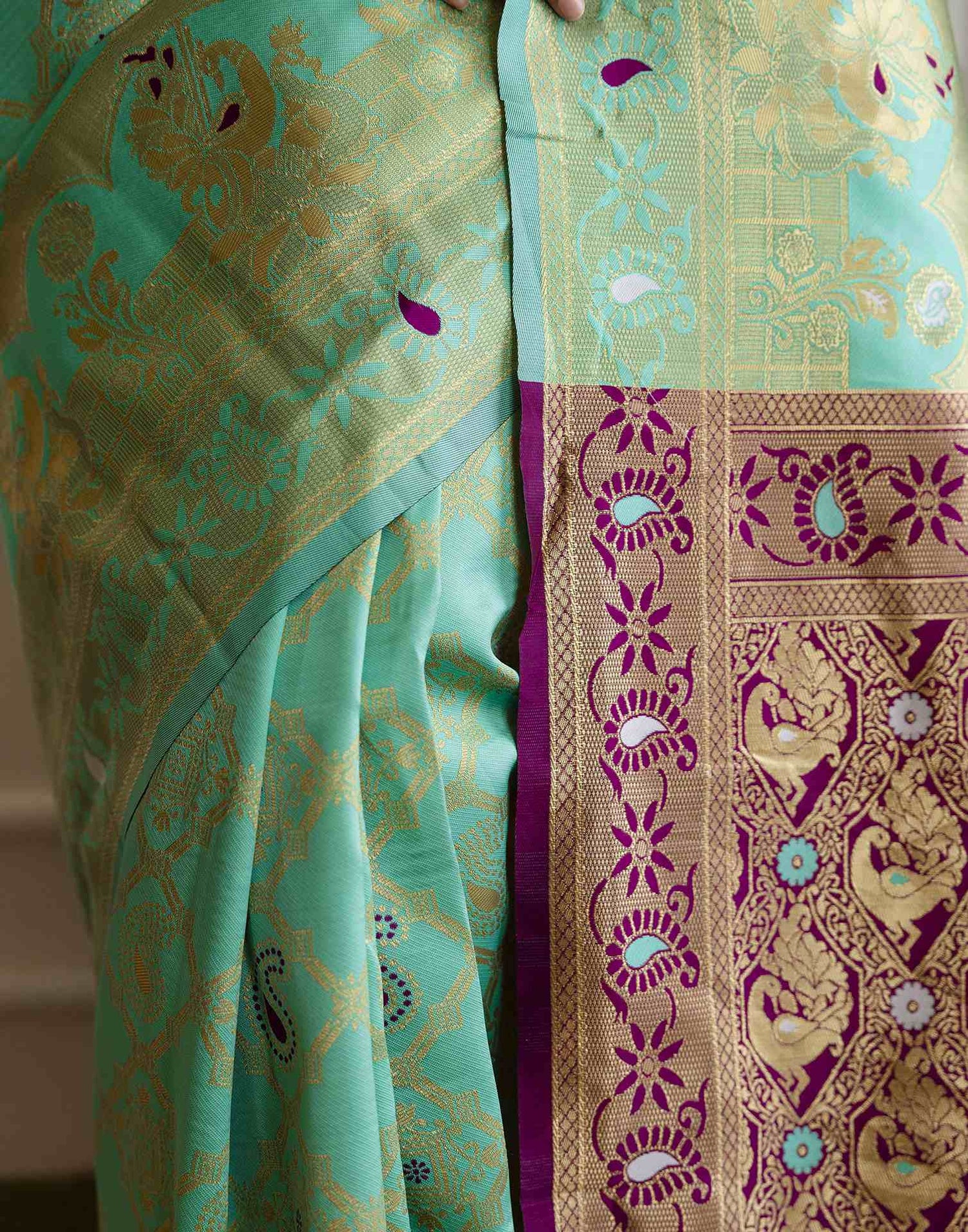 Pista Green Silk Woven Banarasi Saree