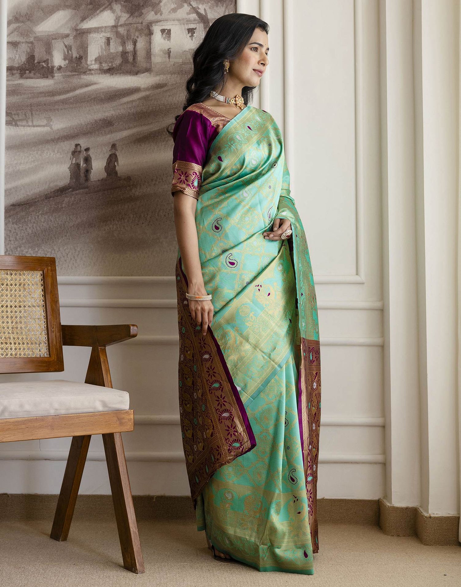 Pista Green Silk Woven Banarasi Saree