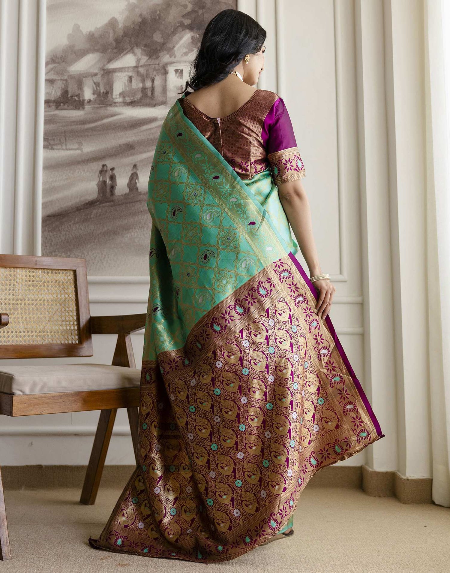 Pista Green Silk Woven Banarasi Saree