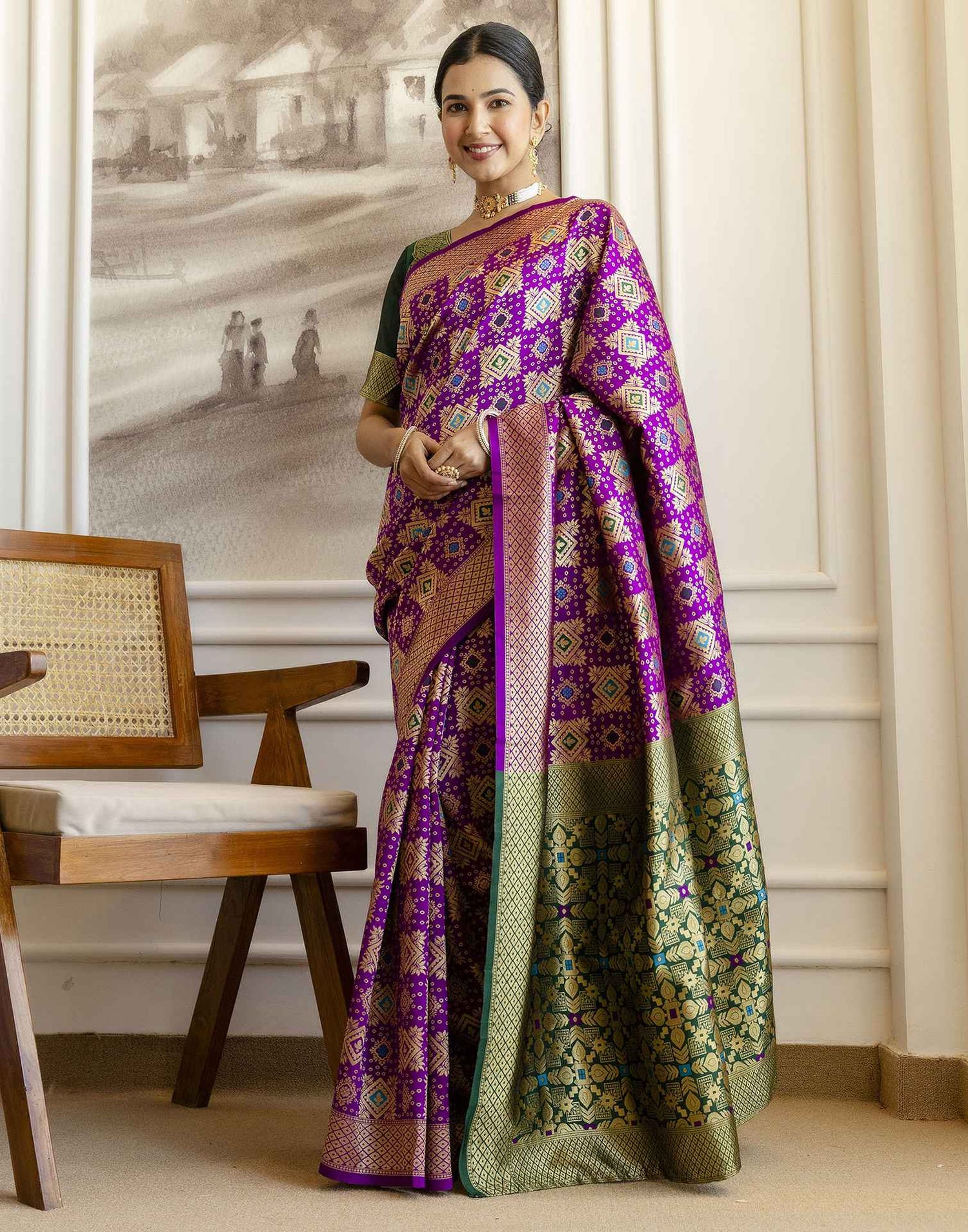 Purple Silk Woven Banarasi Saree