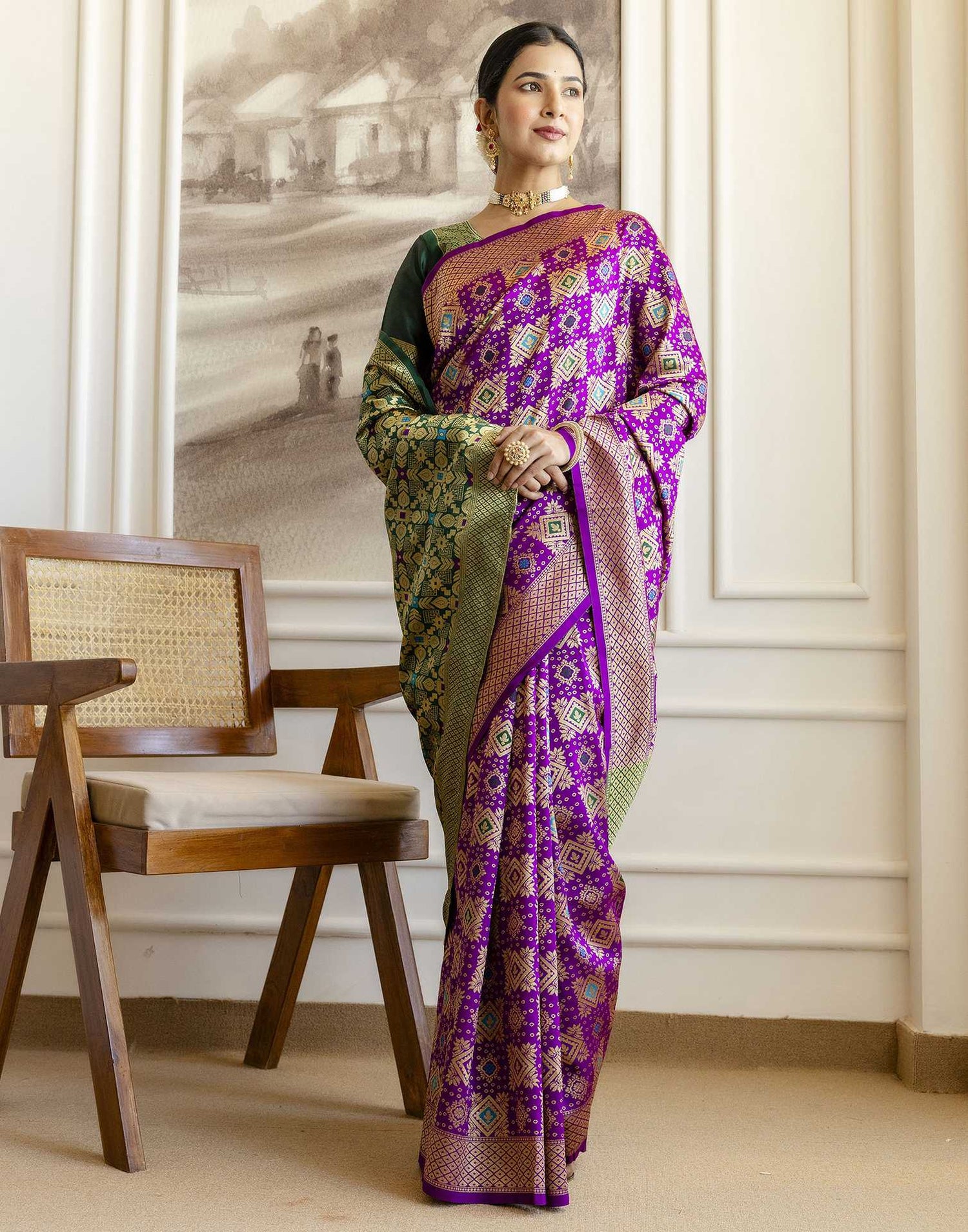Purple Silk Woven Banarasi Saree