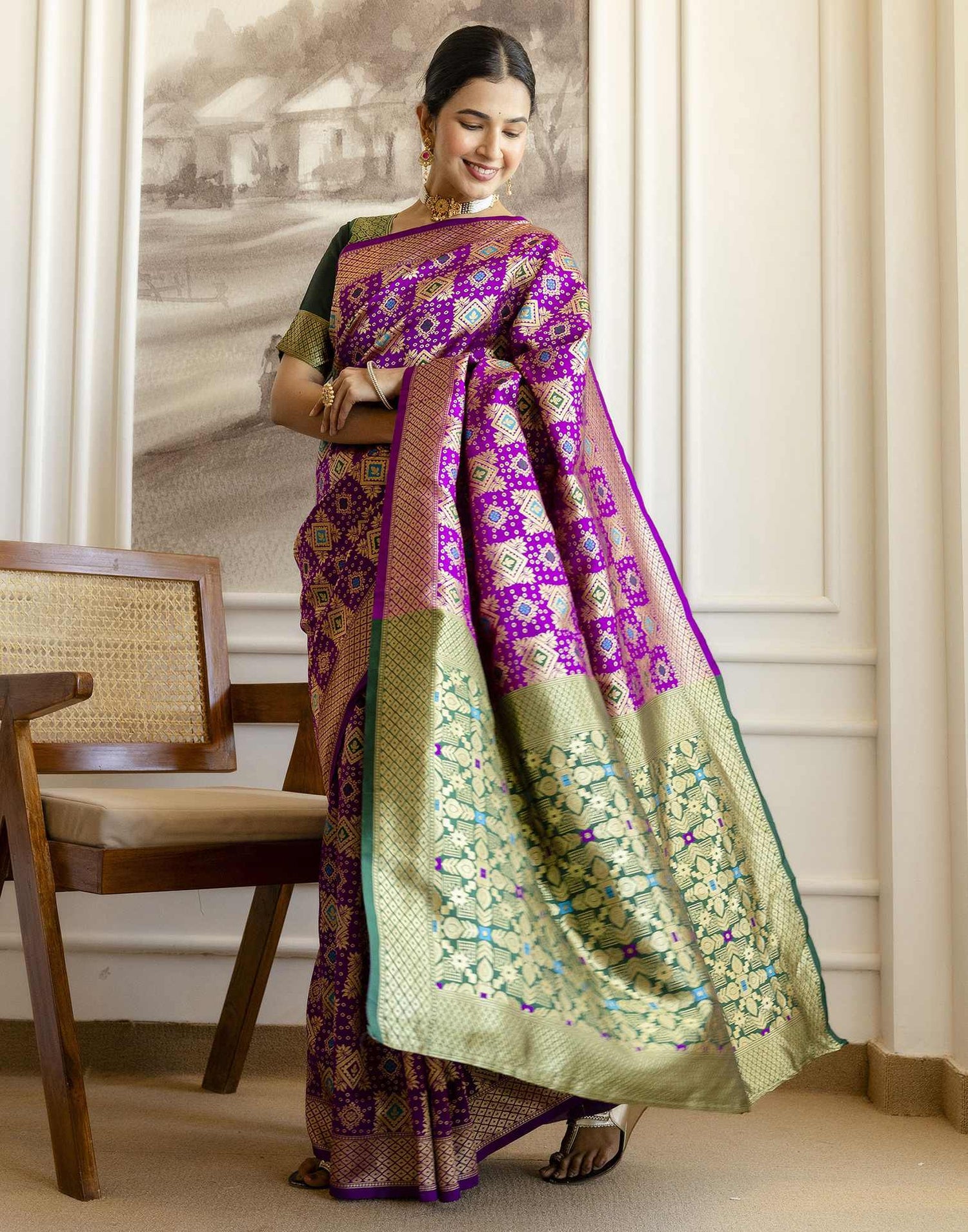 Purple Silk Woven Banarasi Saree