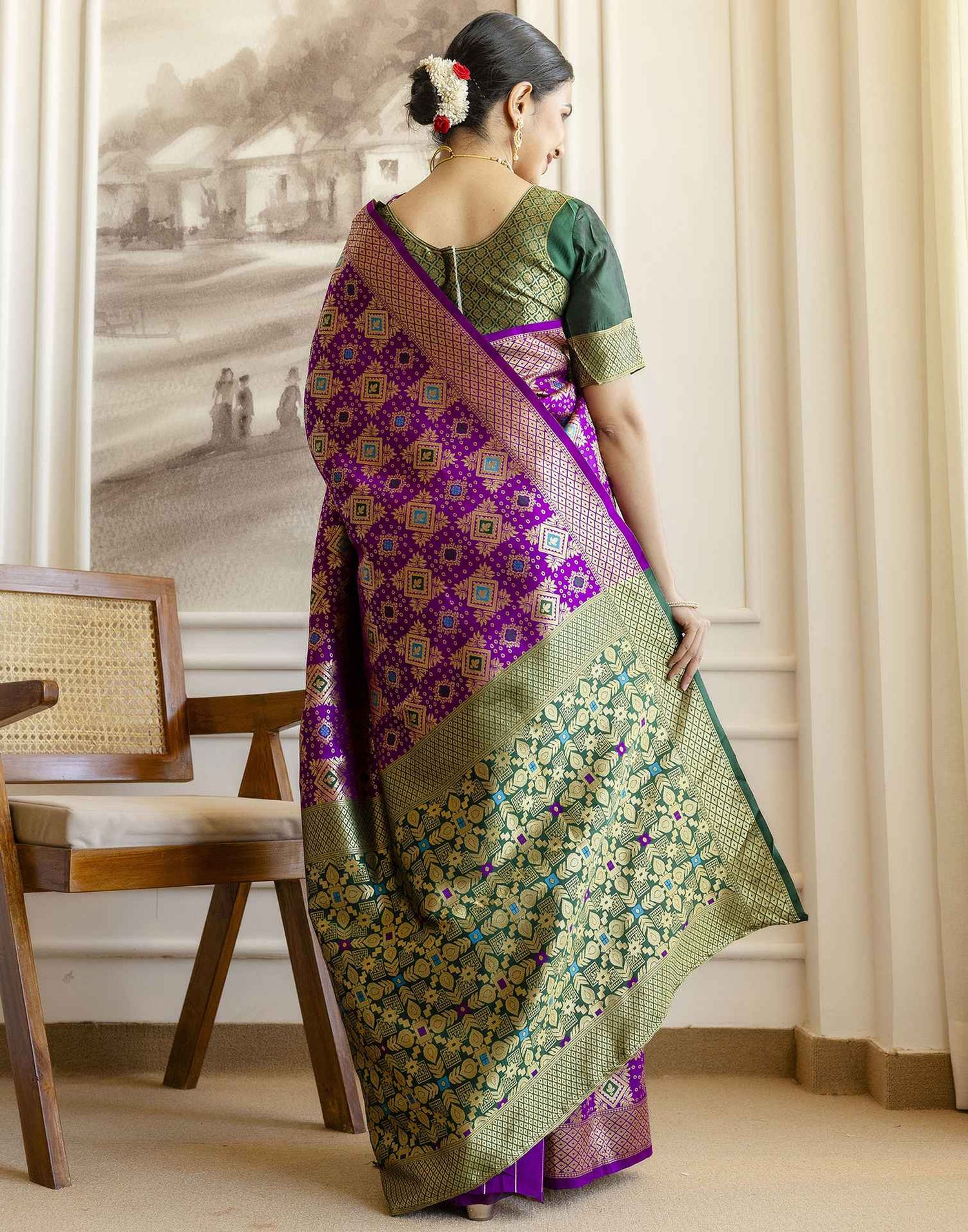 Purple Silk Woven Banarasi Saree