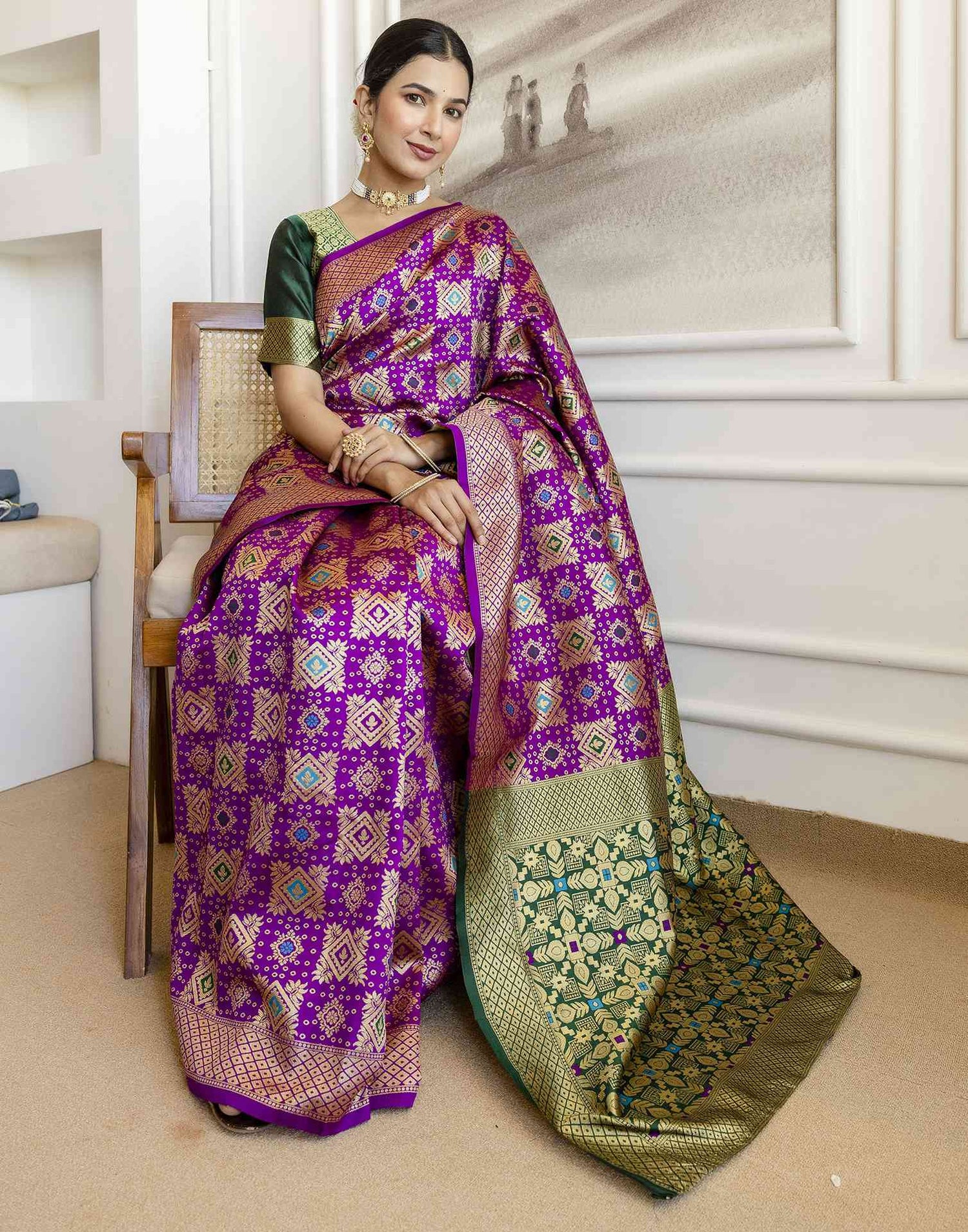 Purple Silk Woven Banarasi Saree