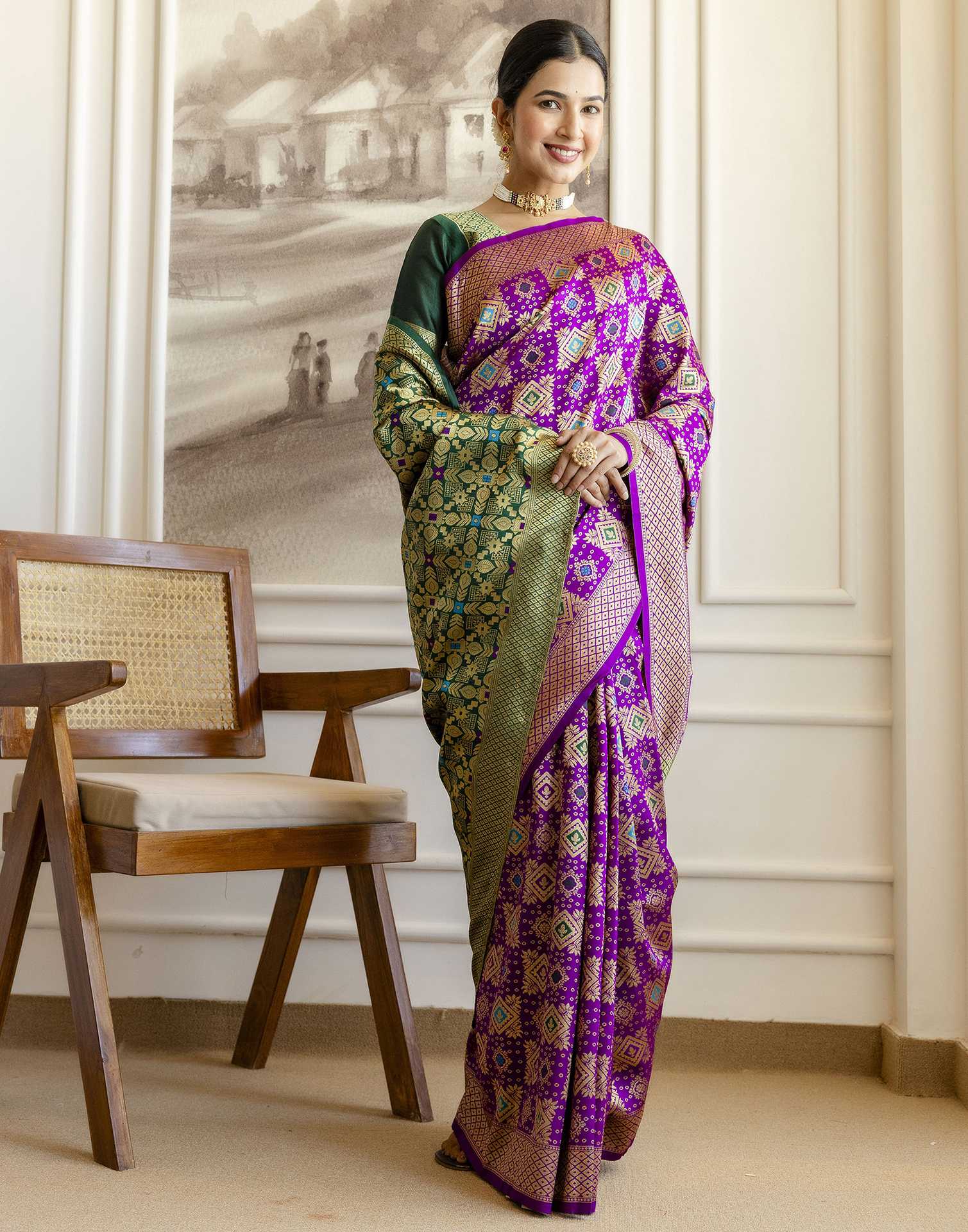 Purple Silk Woven Banarasi Saree