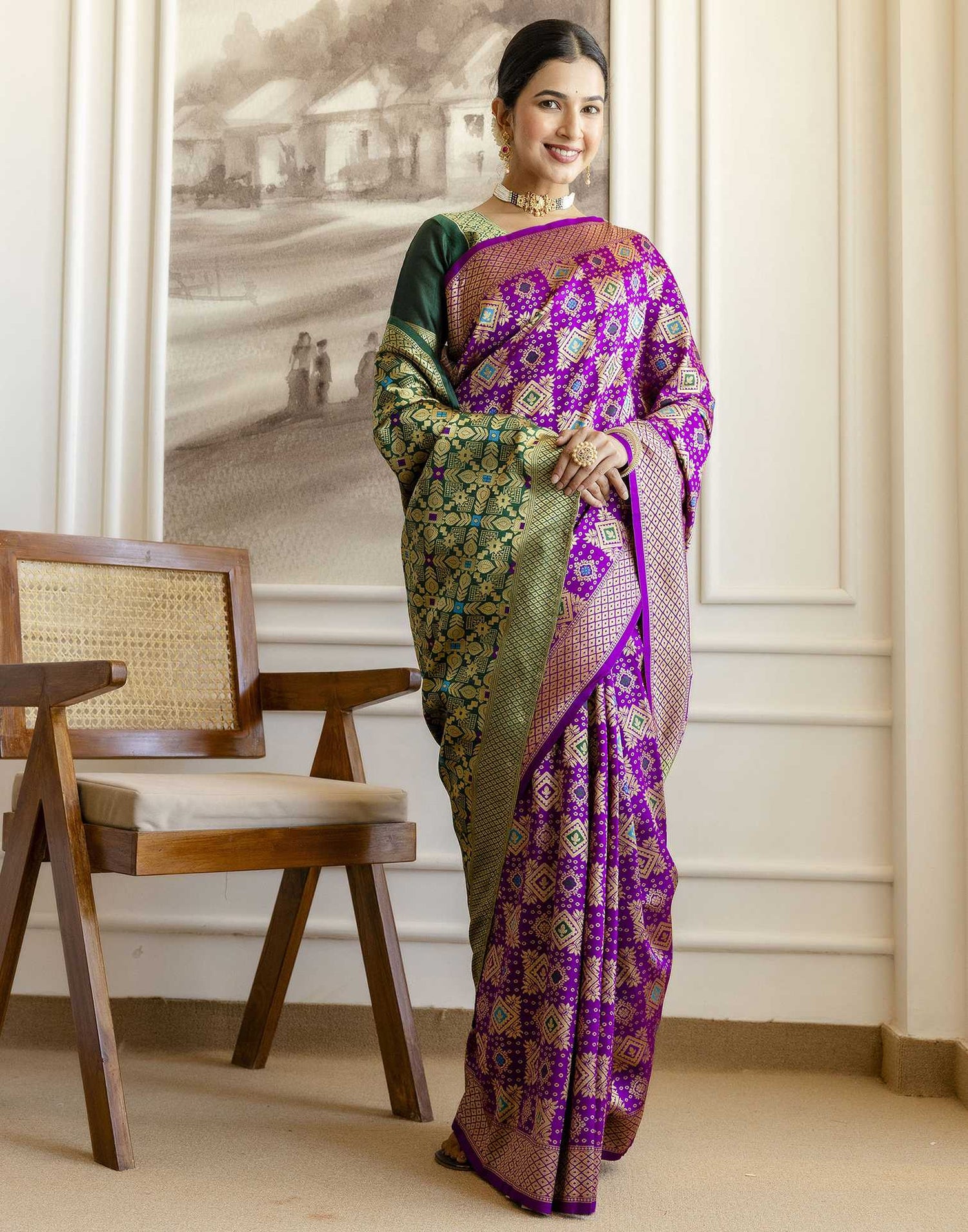 Purple Silk Woven Banarasi Saree