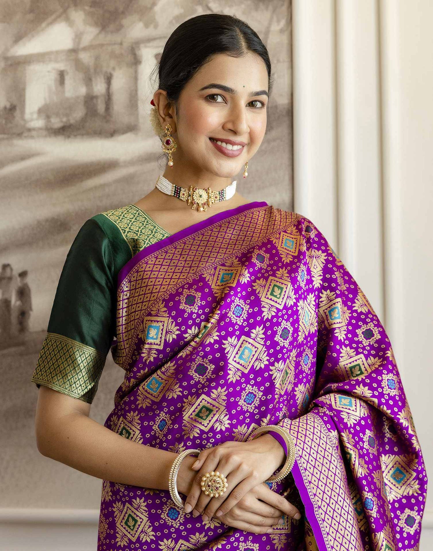 Purple Silk Woven Banarasi Saree