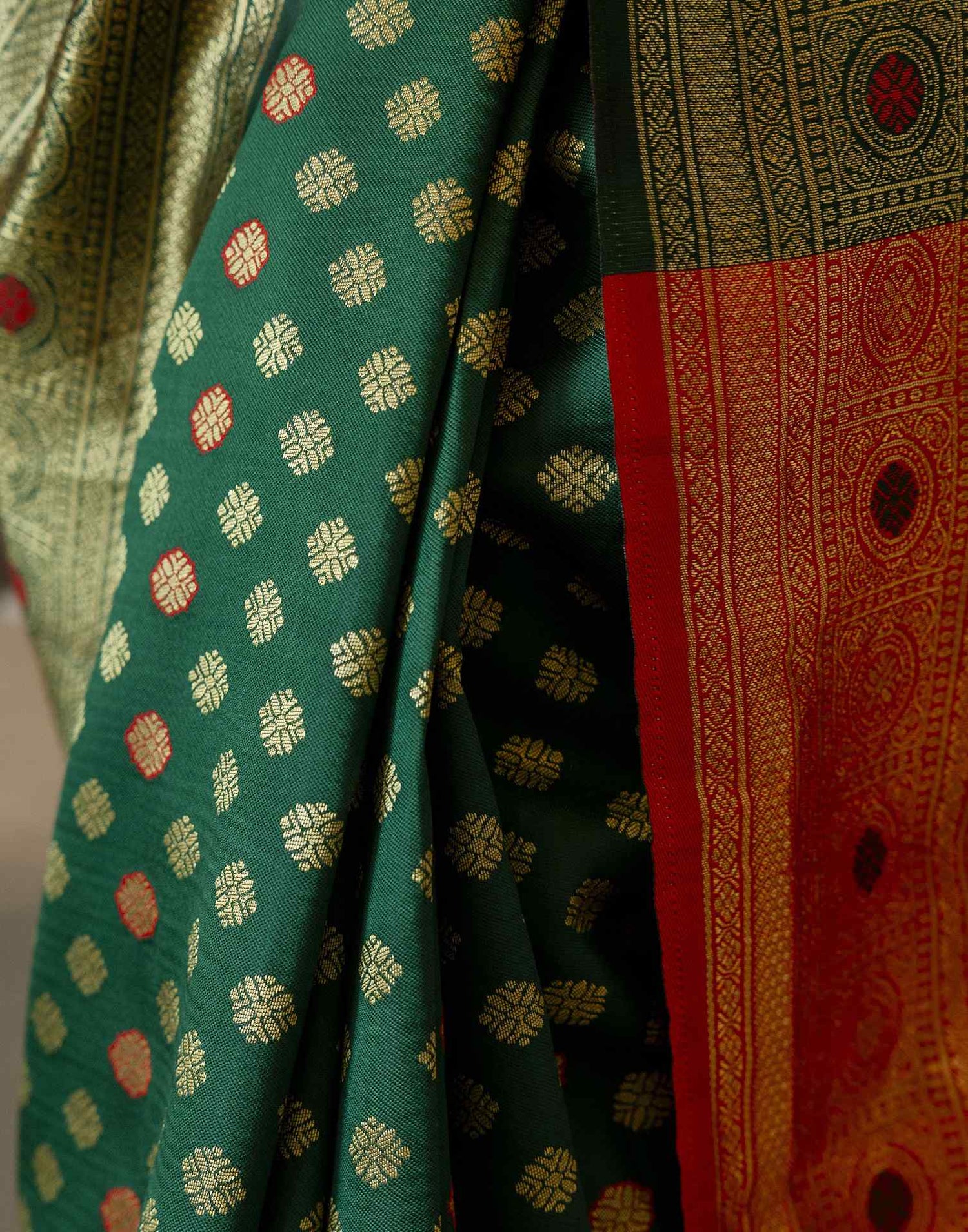 Dark Green Silk Woven Banarasi Saree