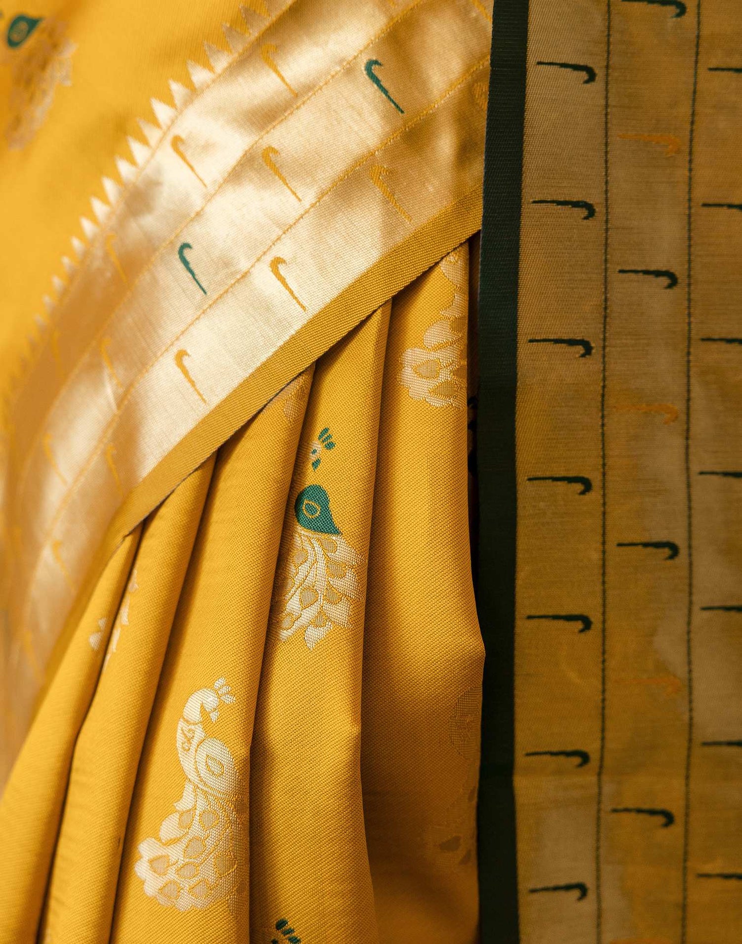 Mustard Yellow Silk Woven Paithani Saree