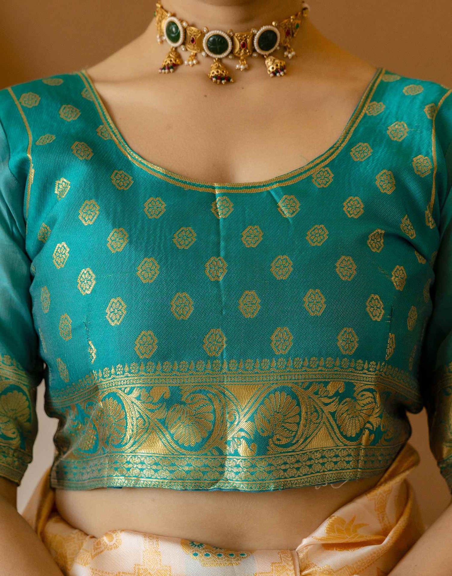 Off White Silk Woven Saree