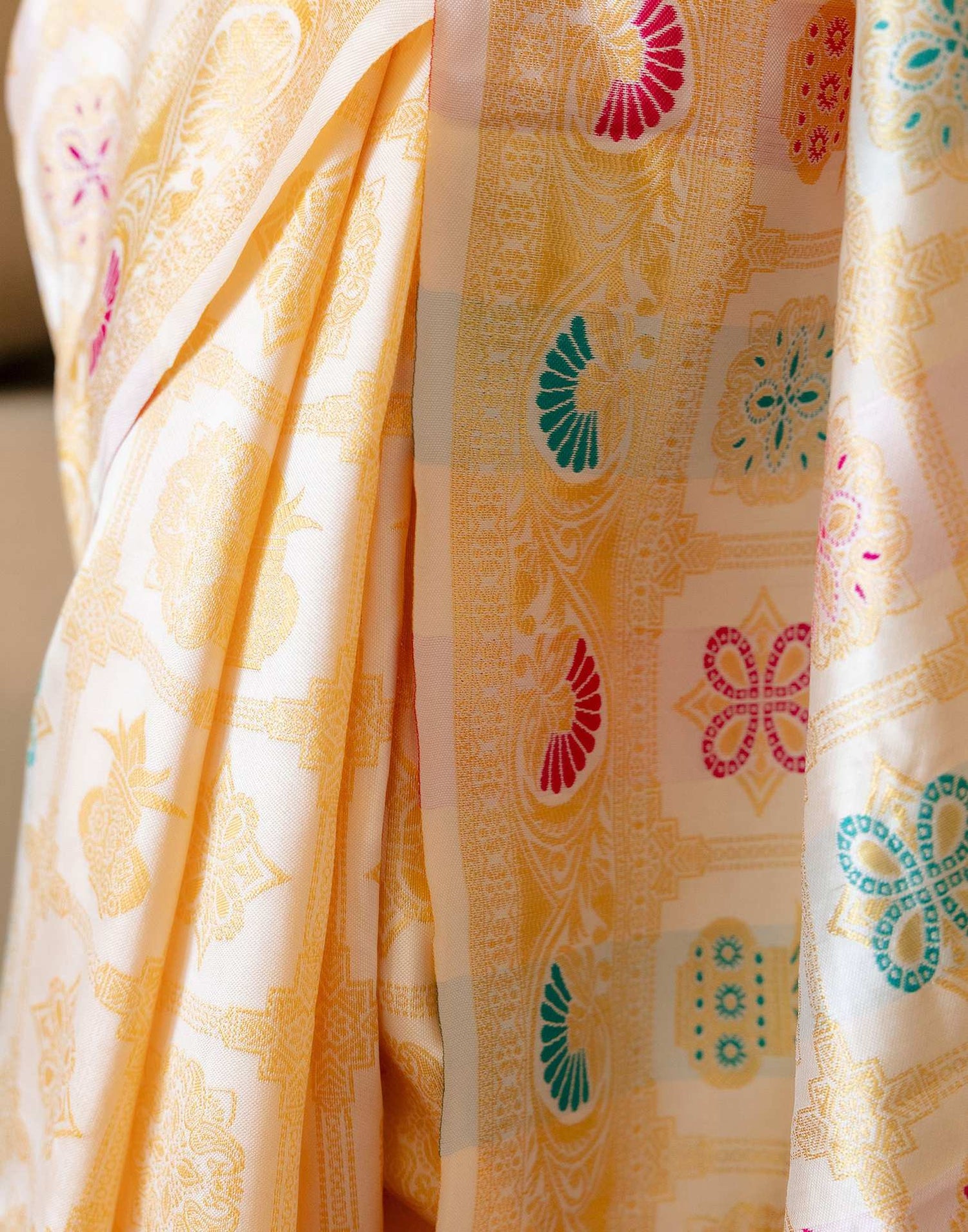 Off White Silk Woven Saree