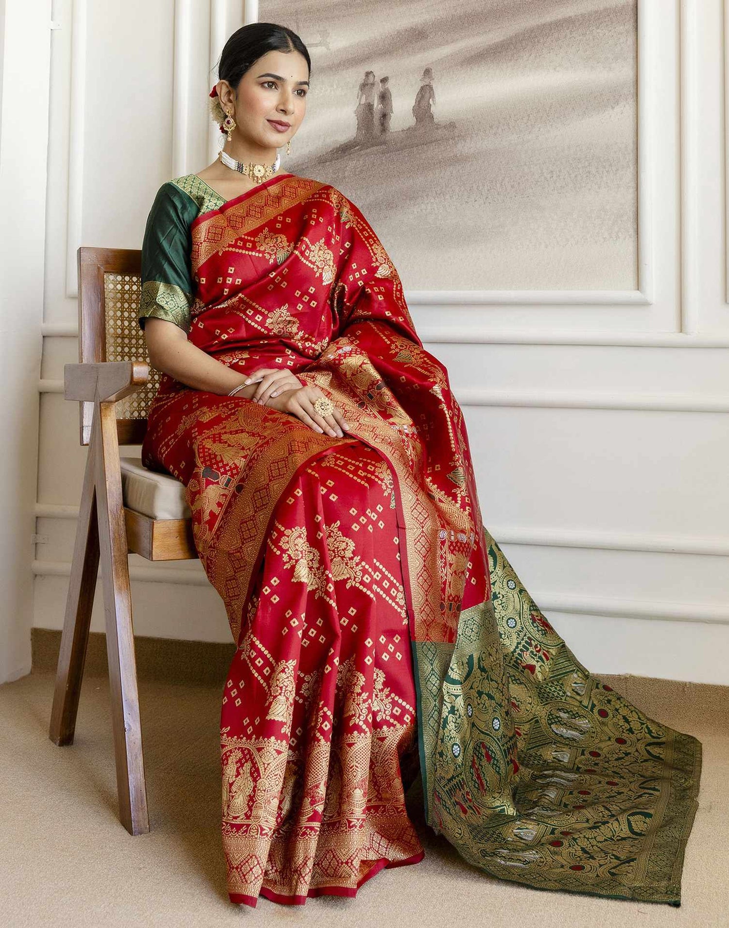 Red Silk Woven Saree