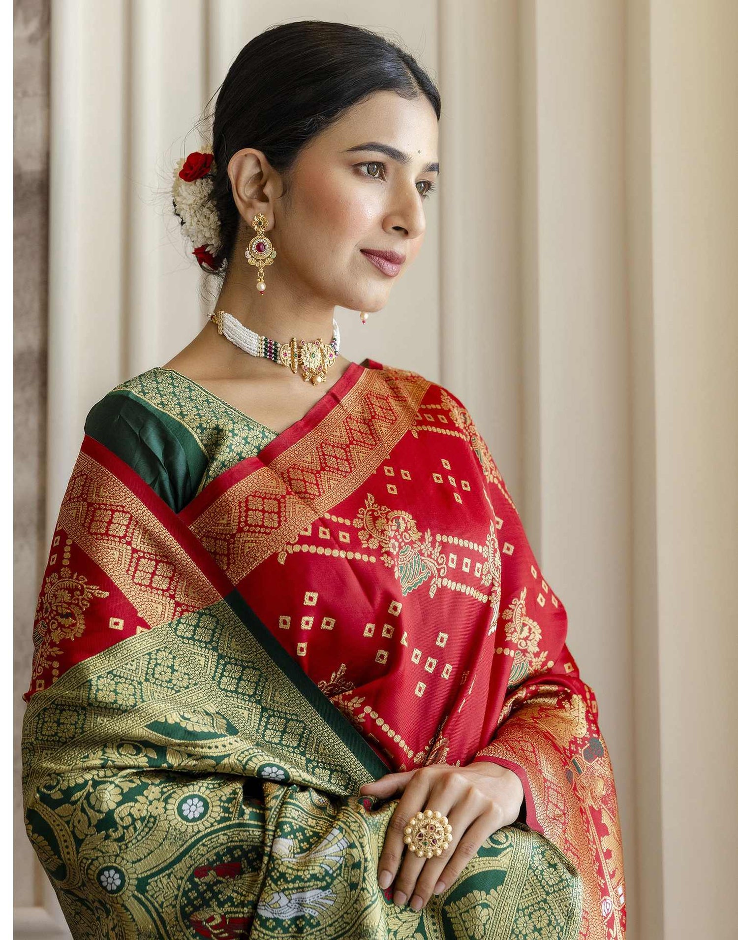 Red Silk Woven Saree