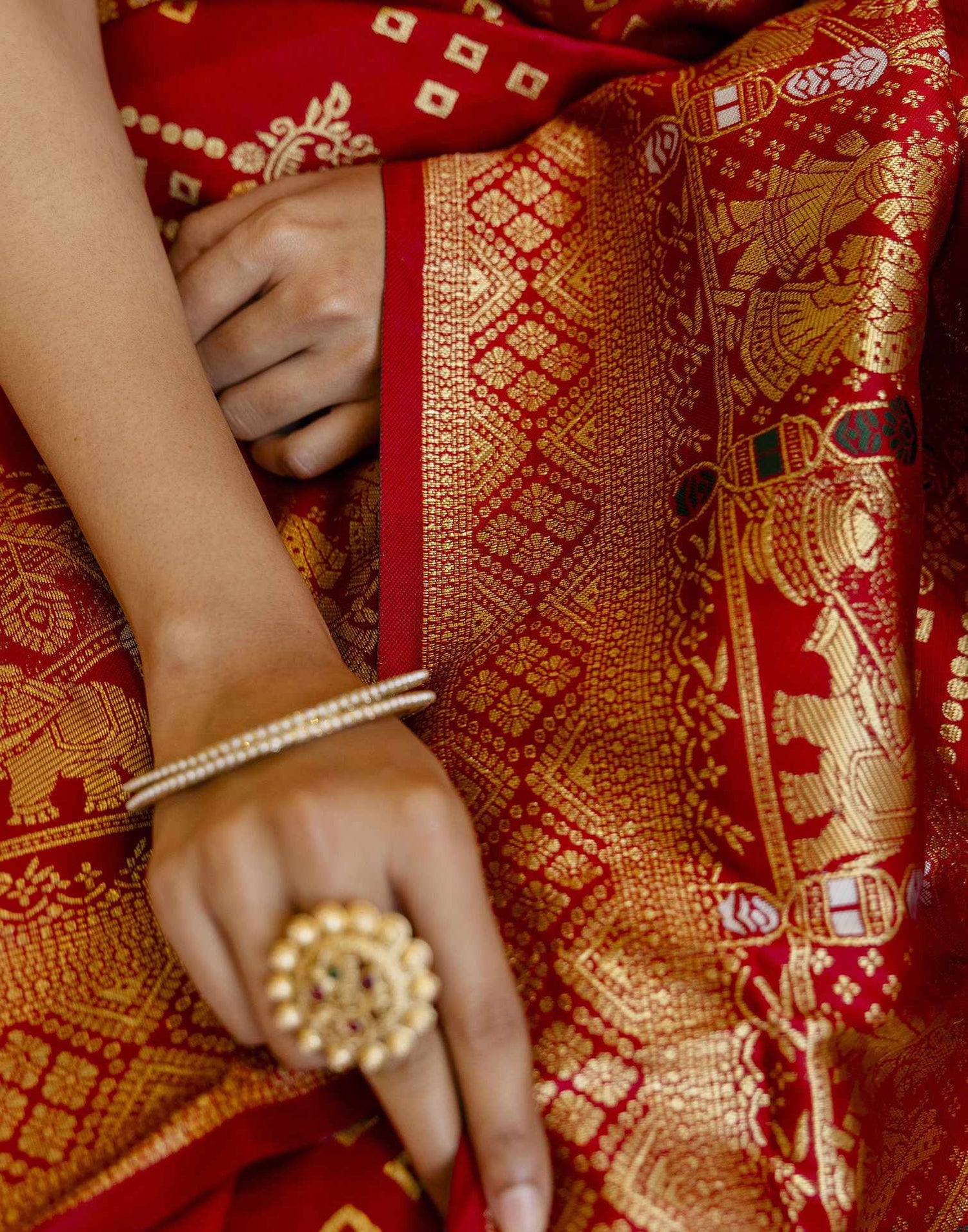 Red Silk Woven Saree