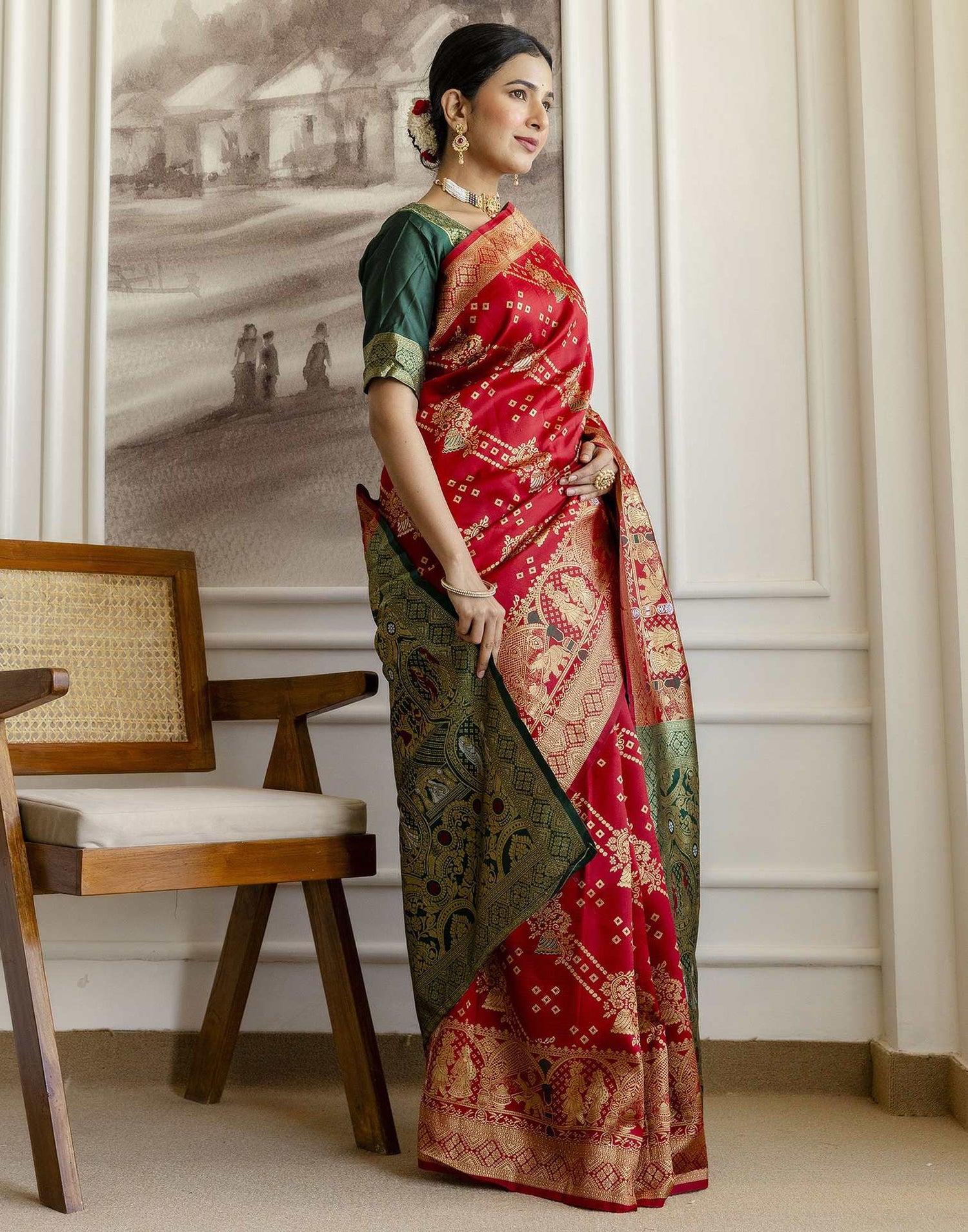 Red Silk Woven Saree